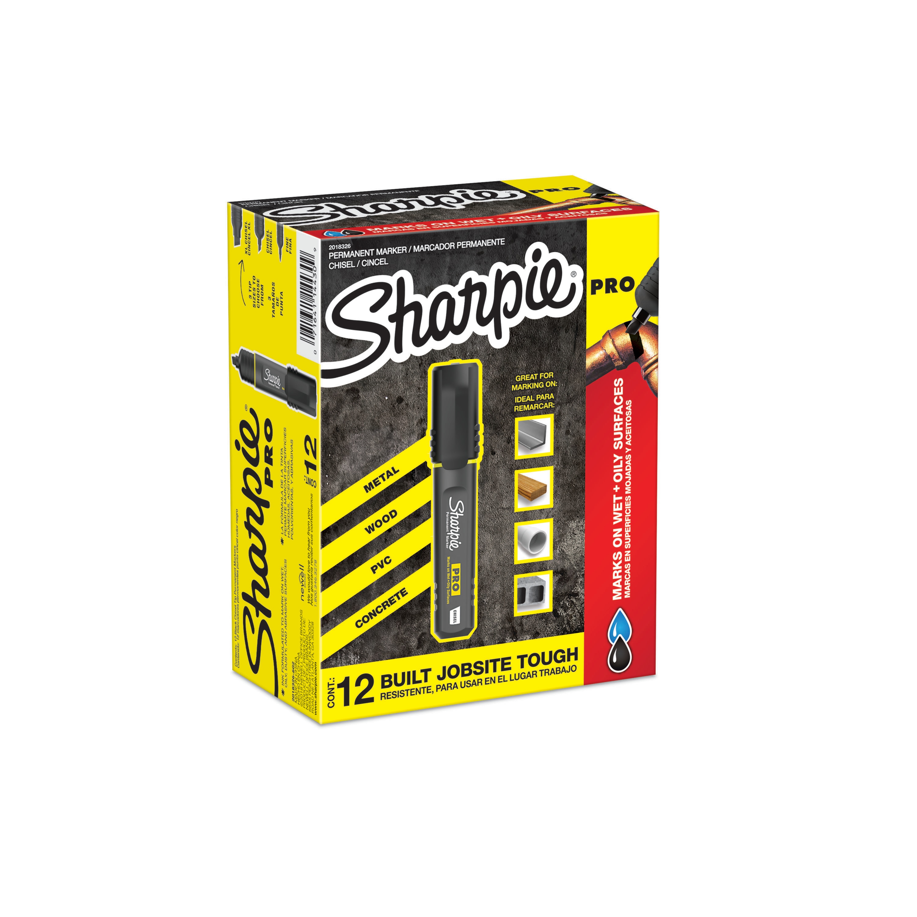 Sharpie 2018326 PRO 12-Pack Chisel Black Permanent Marker