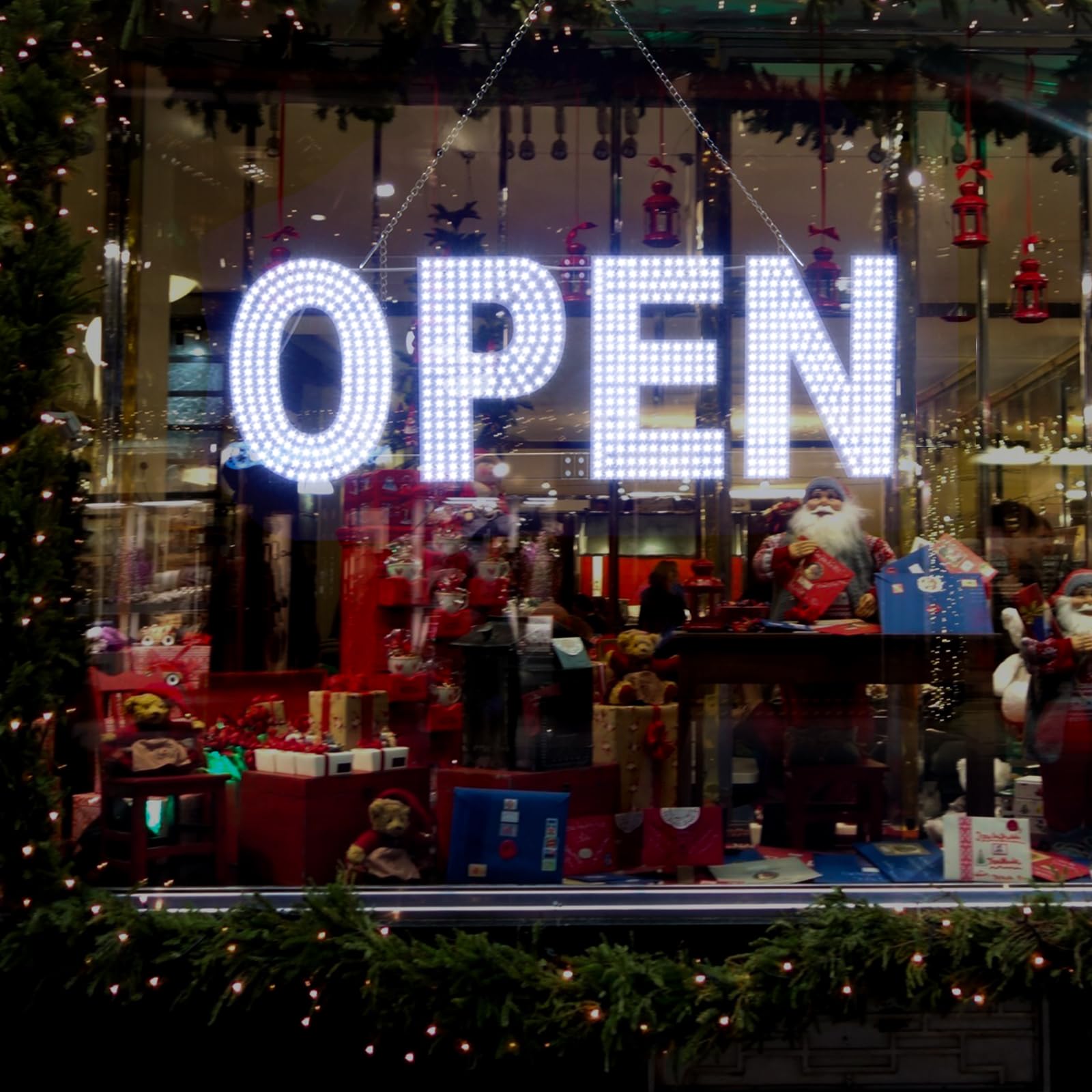 Phyfalip LED Open Sign for Business 30x10 Dimmable Large Bright Light ...