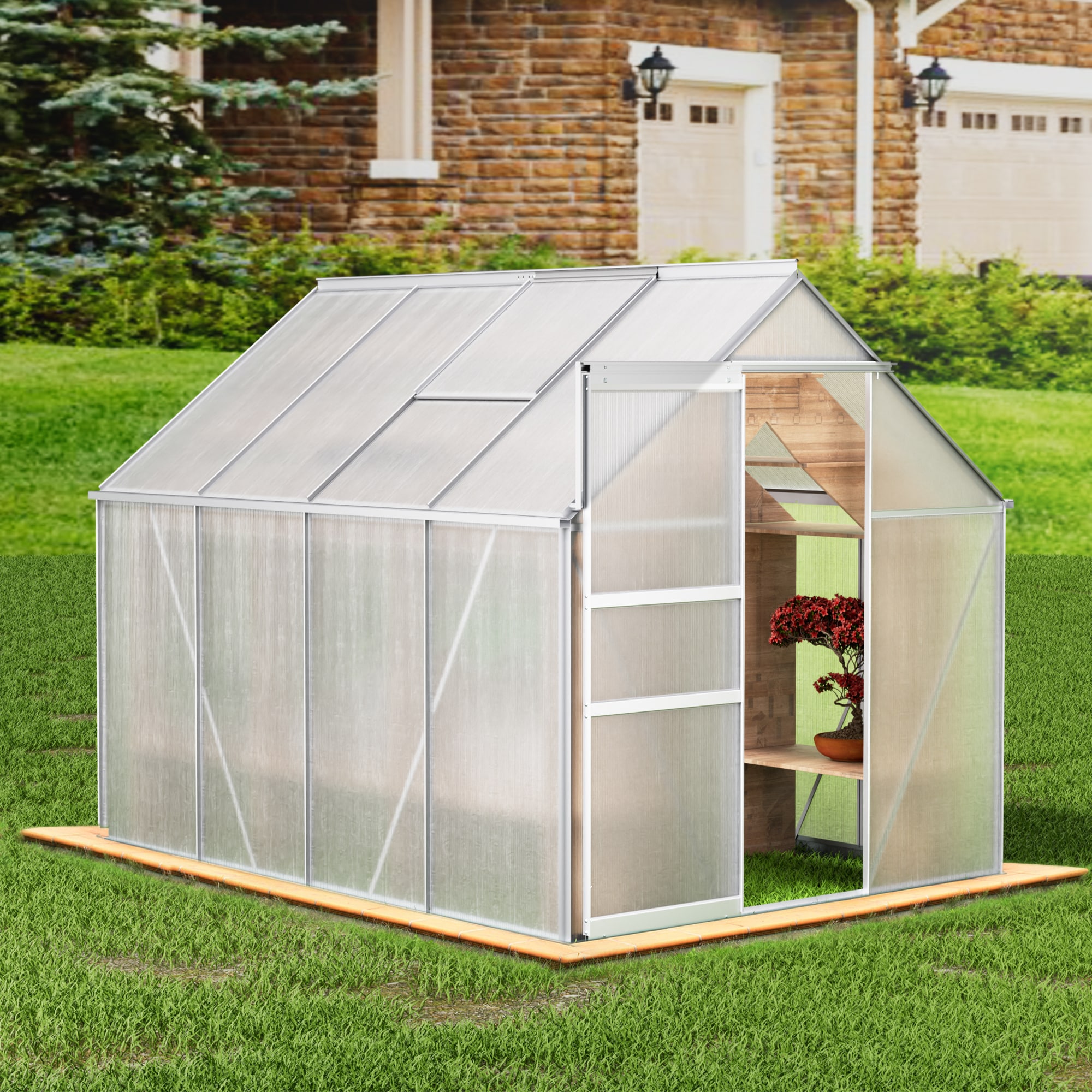 Clihome CL-CR15584 6.3-ft L x 8.5-ft W x 6.42-ft H Silver Greenhouse Kit