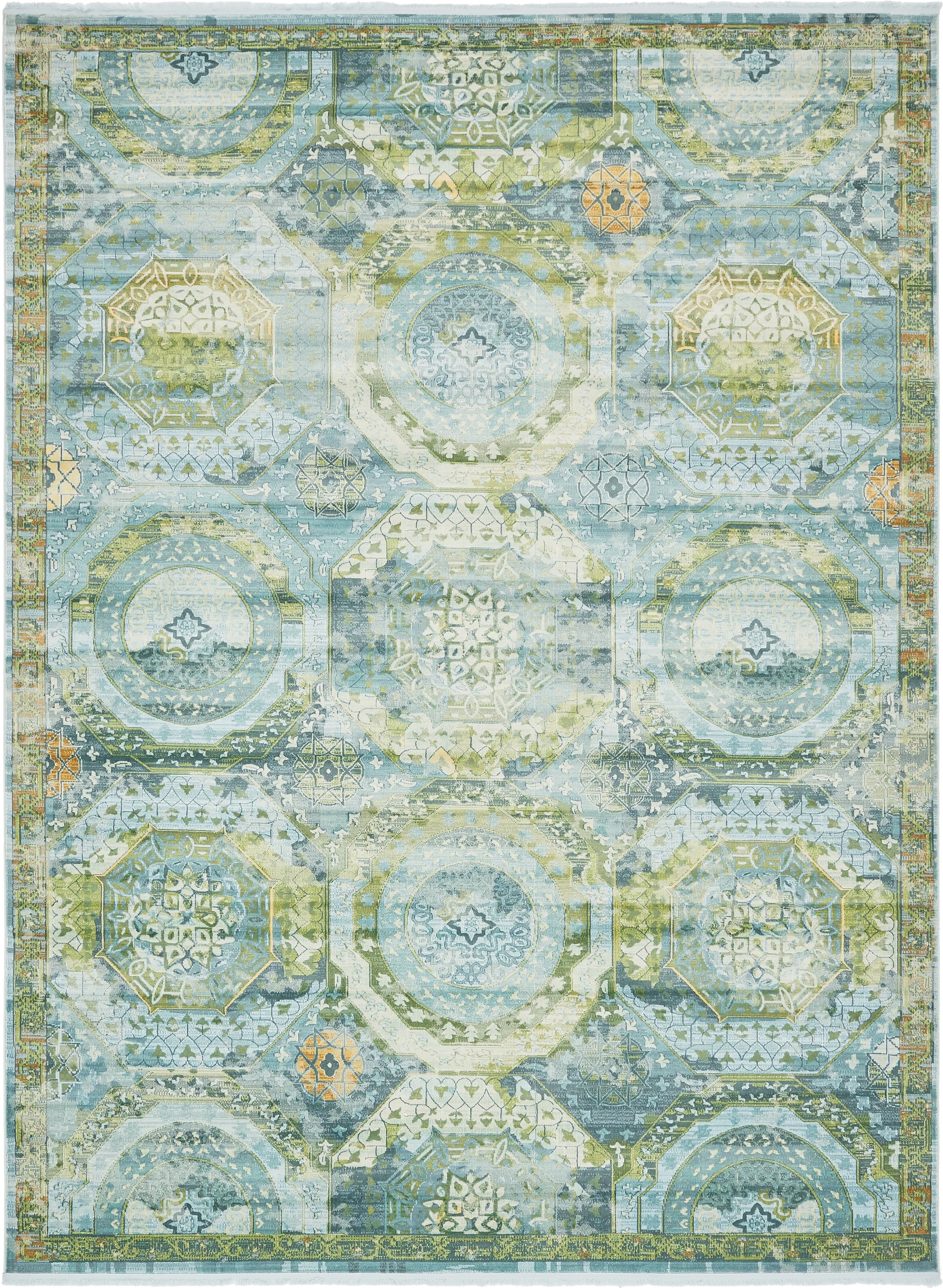 Unique Loom 3139545 Coppelia Baracoa 10 x 13 (ft) Loomed Polypropylene Light Blue/Beige Rectangular Indoor Geometric Bohemian/Eclectic Area rug