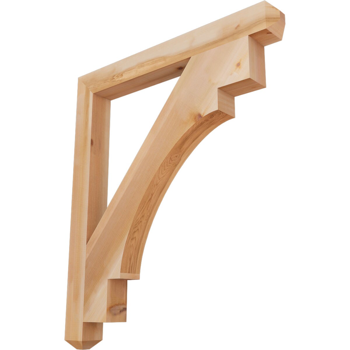 Ekena Millwork BKT04X38X44MRC04SWR Merced craftsman smooth 3-1/2-in x 38-in x 44-in Western red cedar Brown Wood Standard bracket