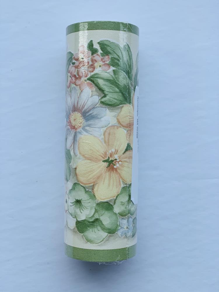 Dundee Deco 5.2-in Floral Green, White, Pink Meadow Flowers Prepasted ...