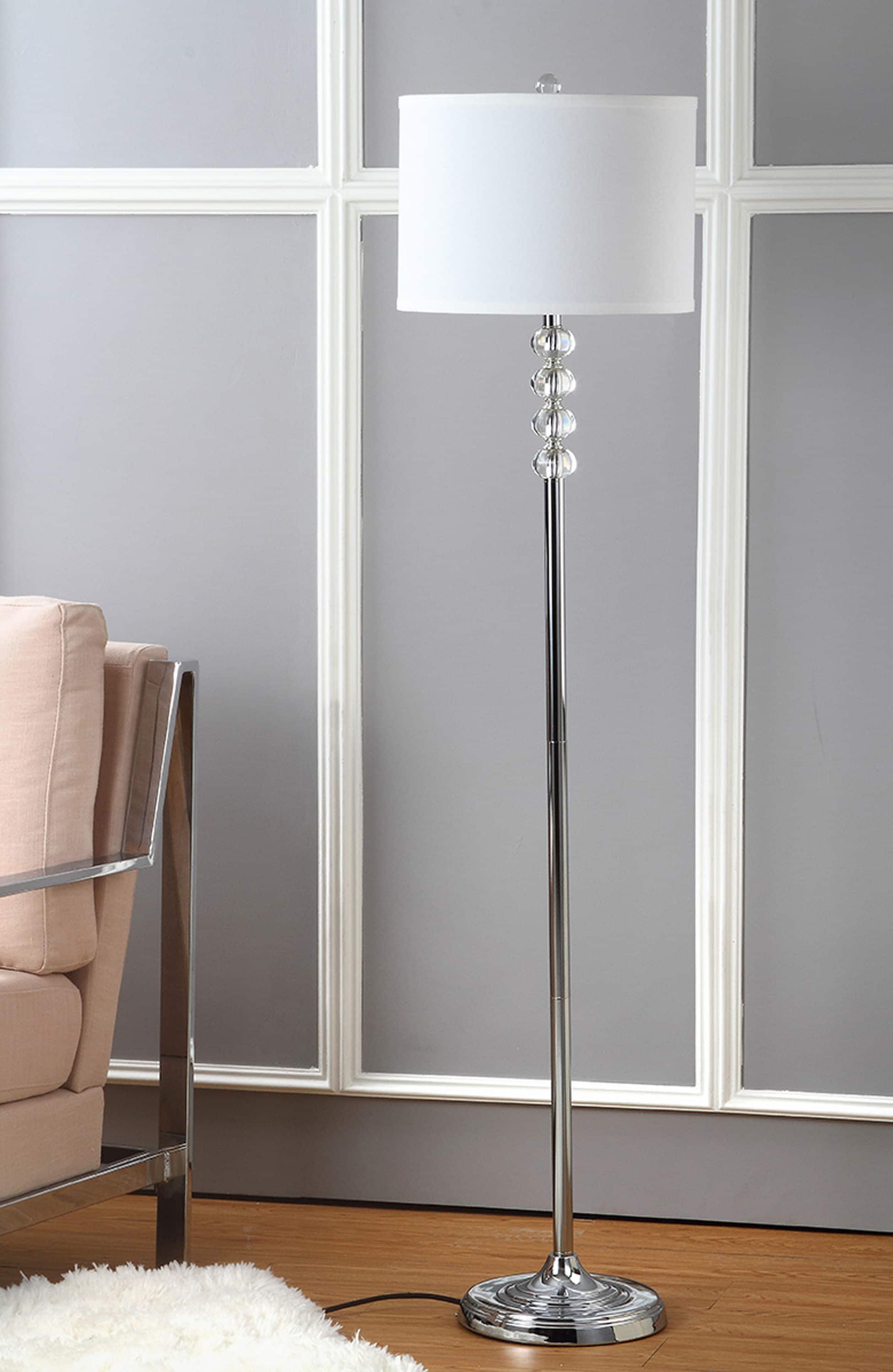 Vendome Chrome Floor Lamp with White Barrel Shade