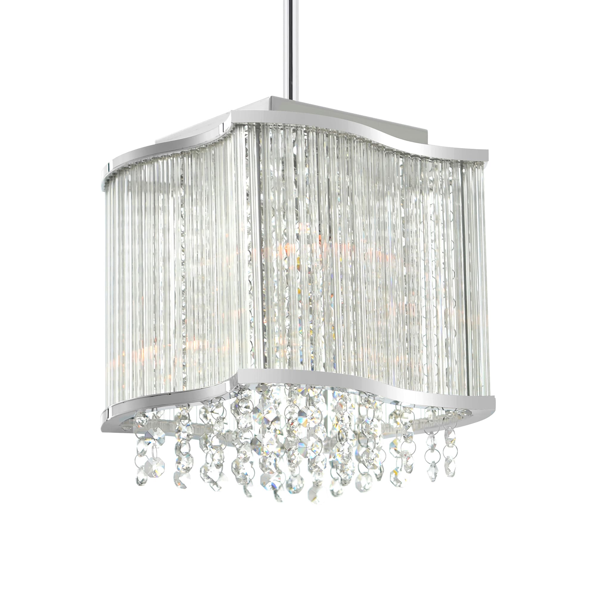 Elsa Crystal Chrome LED Mini Drum Pendant Light