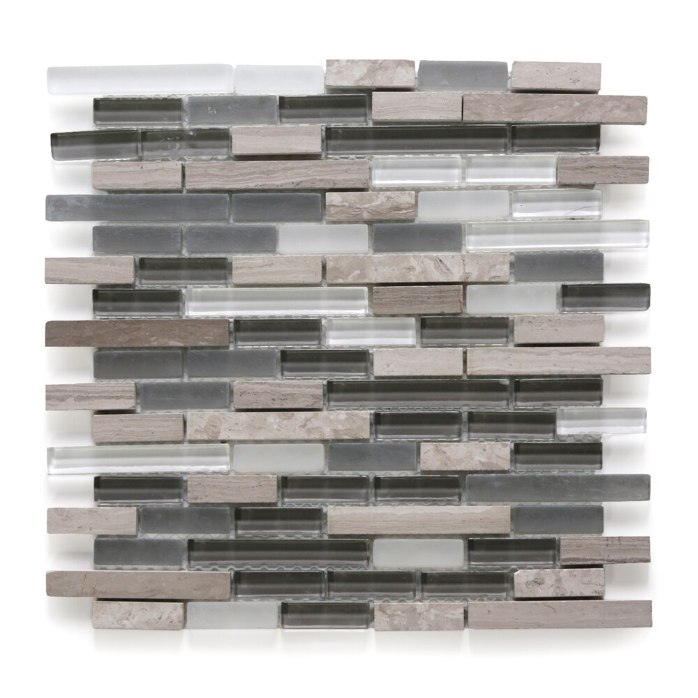 Solistone 9037L Opera Glass 10-Pack Aria Light 12-in x 12-in Multi-finish Stone and Glass Marble Linear Wall Tile
