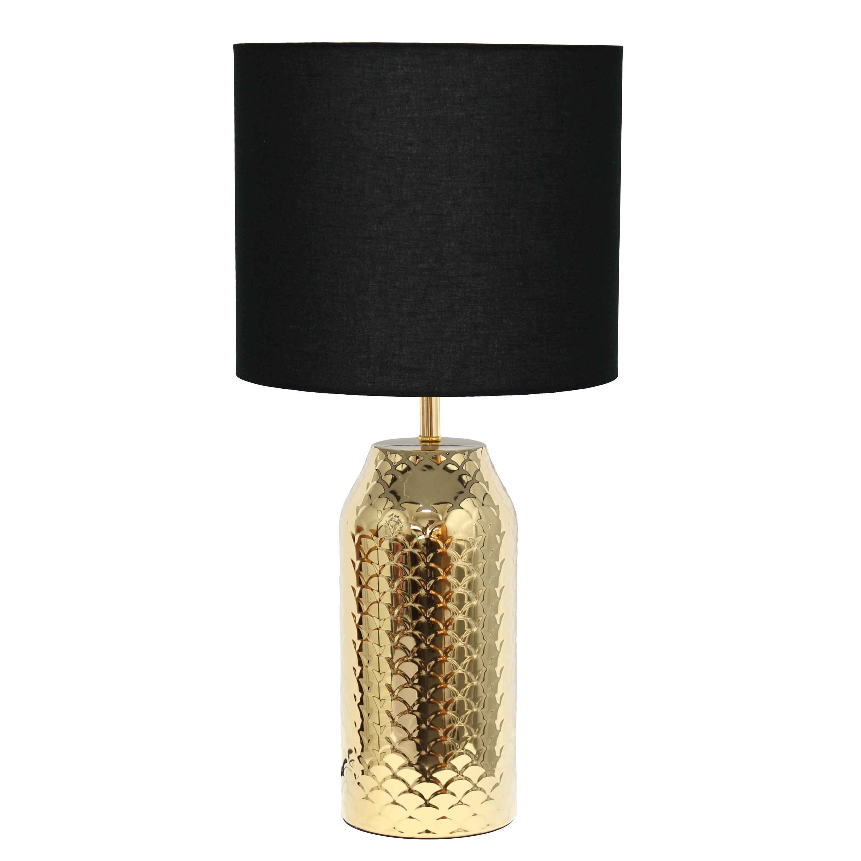 Simple Designs LT2124-GLD Whimsical Wave 23.75-in Gold LED Table Lamp with Linen Shade