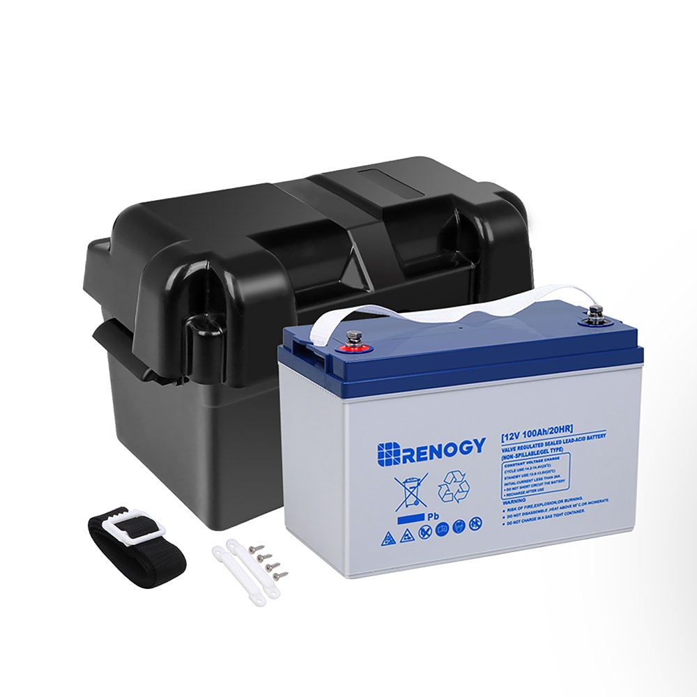 Renogy GEL Battery w/ Battery Box Rechargeable Sealed Gel 121000 Generator  Batteries at