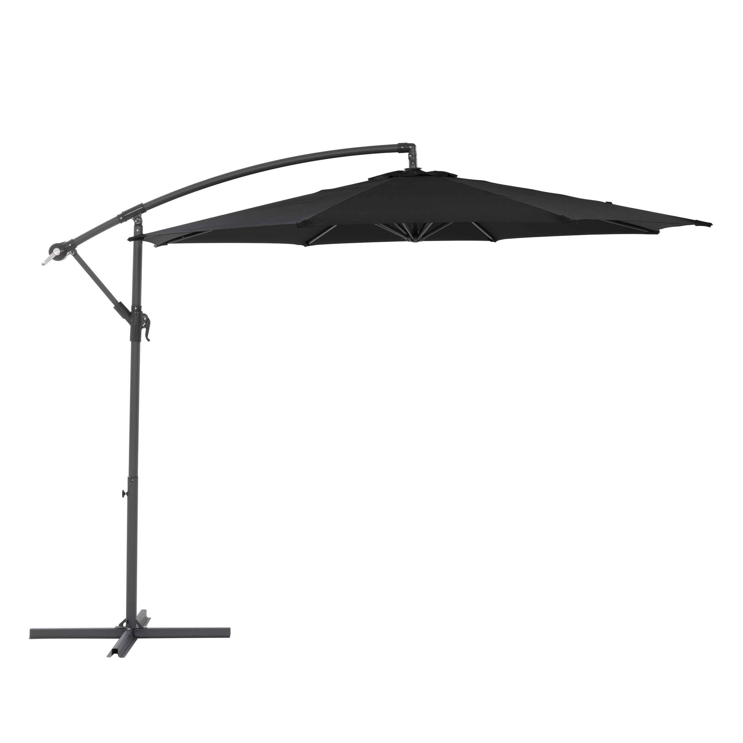 CorLiving PPU-400-U 9.5-ft Steel Black Slide-tilt Offset Patio Umbrella