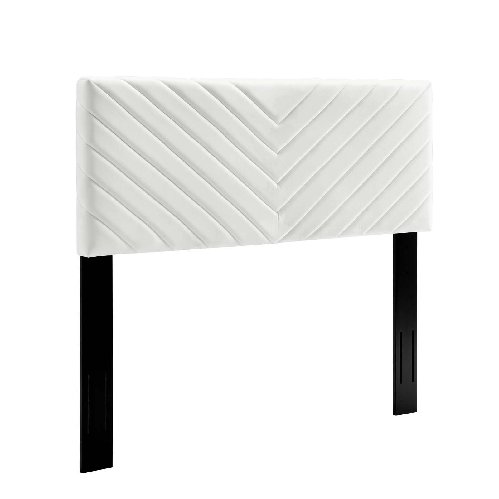  Alyson Angular Channel Tufted Performance Velvet Full / Queen Headboard in White