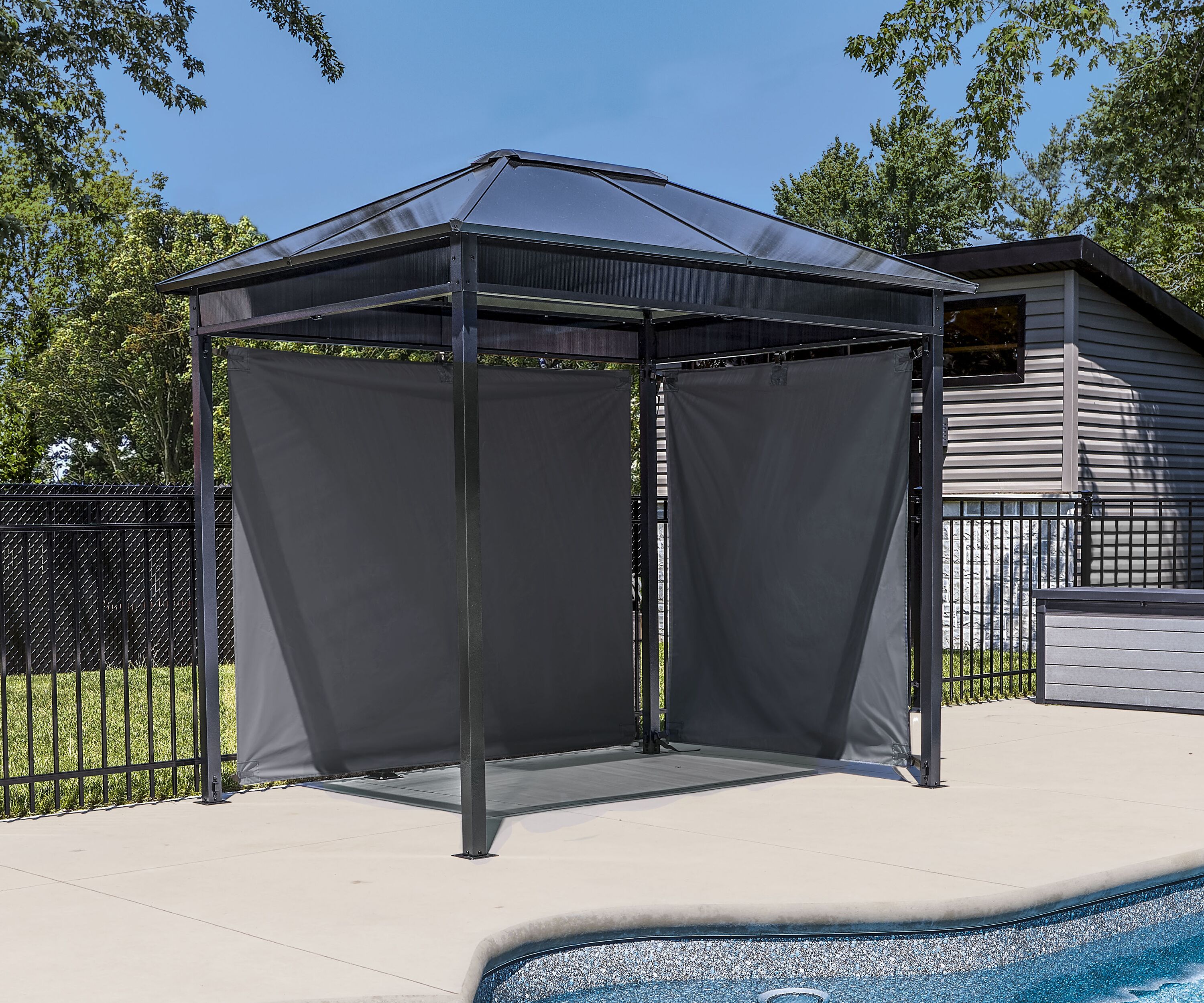 Danxia 7 ft. x 9 ft. Black Steel Frame Patio Gazebo