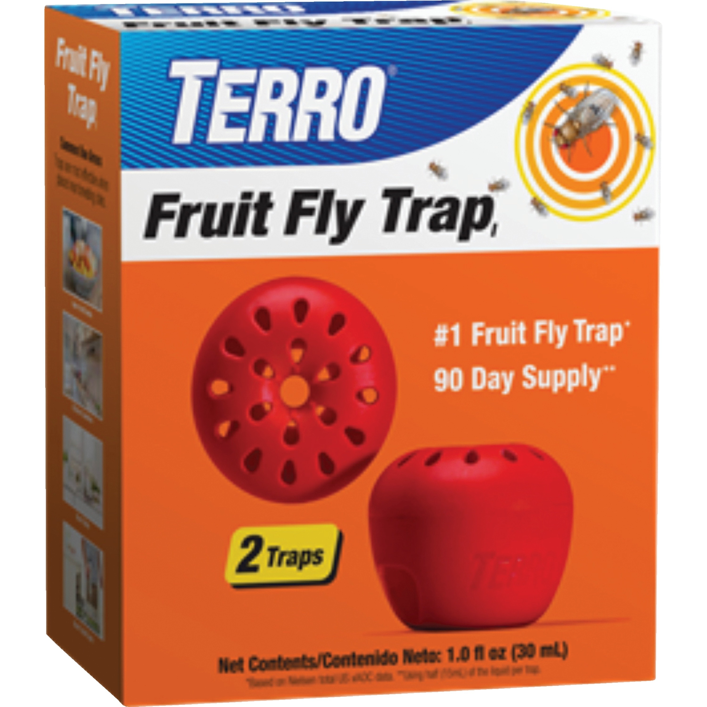 TERRO Fruit Fly Traps for Indoors 6-Pack with 270 Days Lure Supply Apple Scent