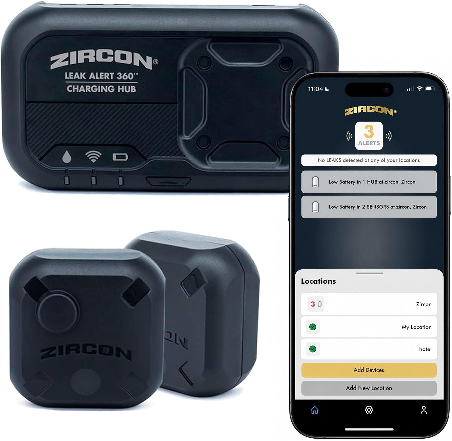 Zircon Indoor Smart Compatible Water leak detector ( 2 -Pack)