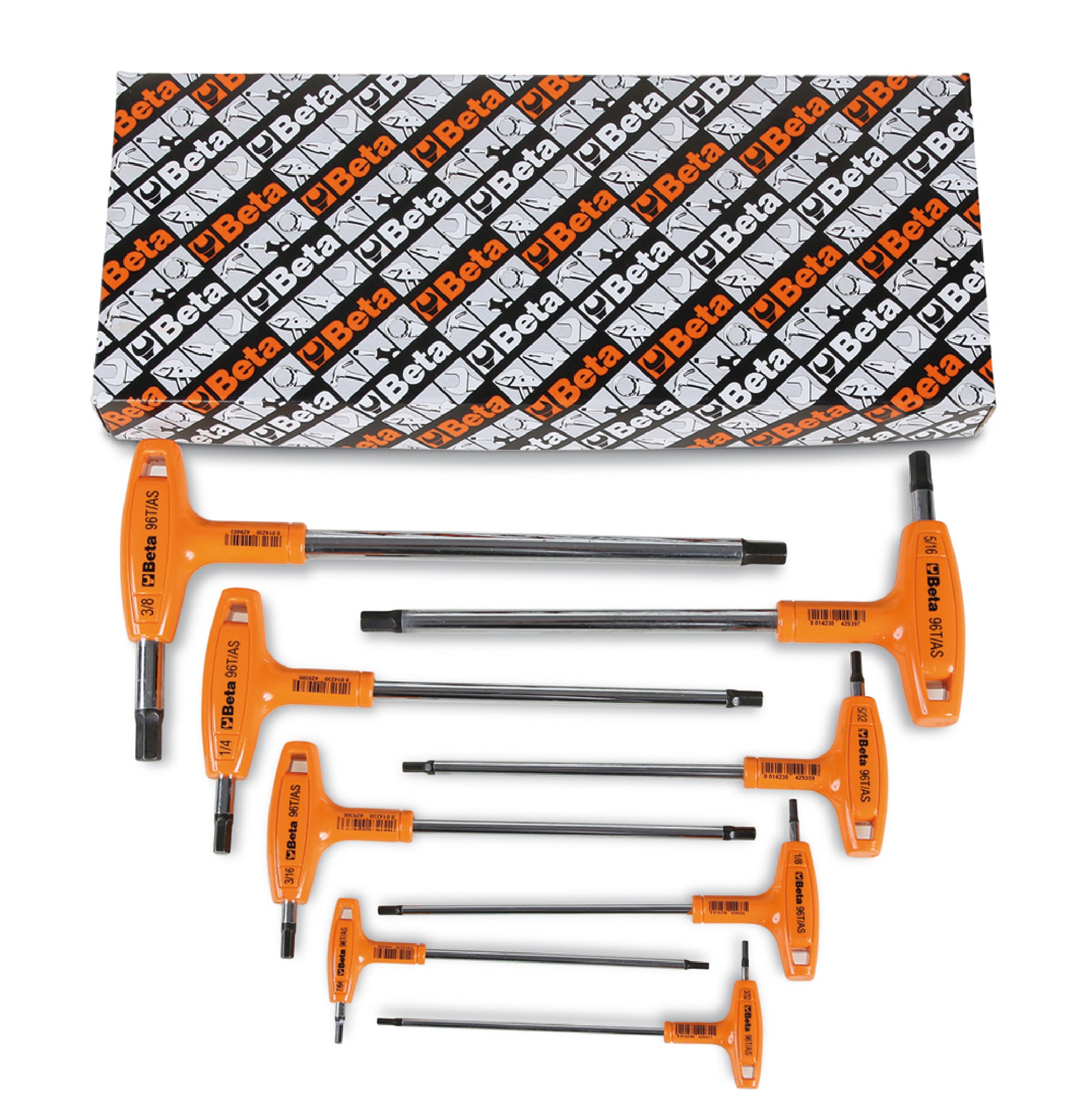 Beta 000960682 96T Assorted T-Handle Standard (SAE) 8 -Pieces Hex key set