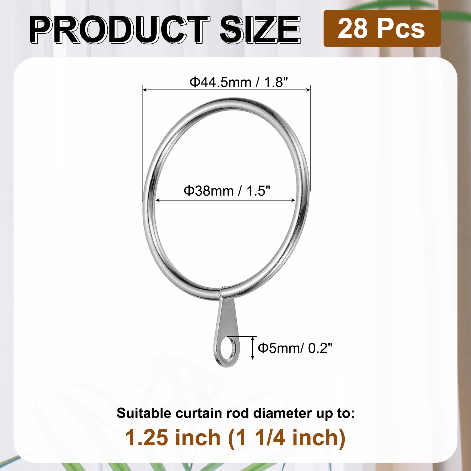 PATIKIL 28pcs Curtain Rings with Eyelets 1.5-Inch ID Sliding Smoothly ...
