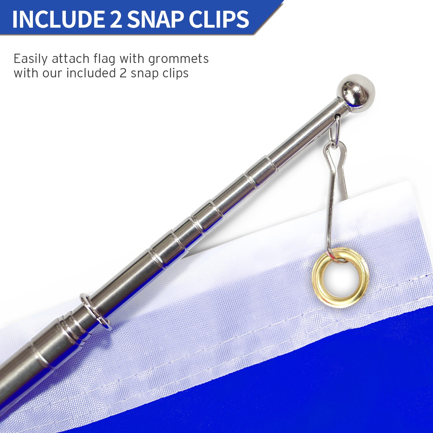 Royal Blue Stainless Steel Telescopic Garden Flagpole