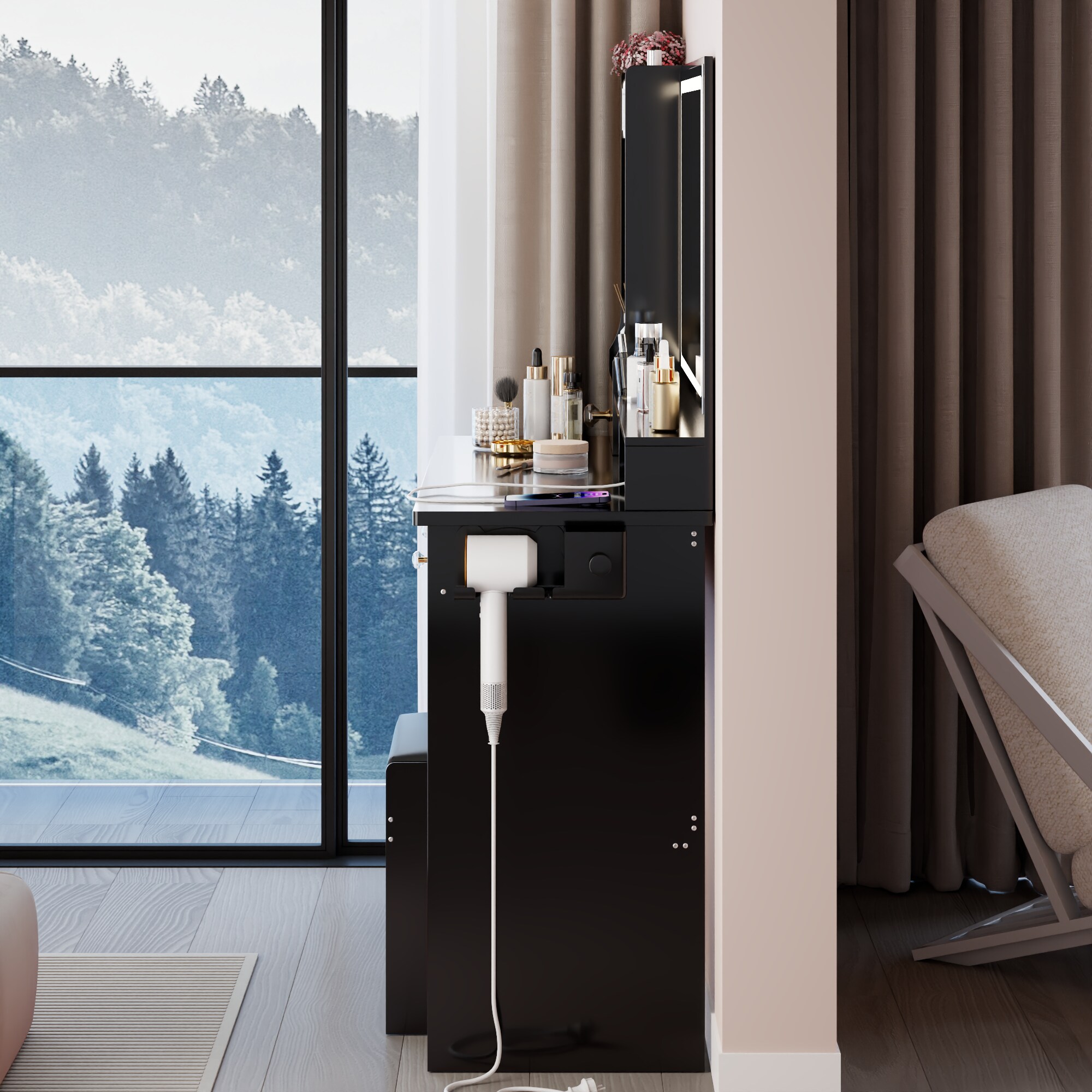 Homy Casa MORY BLACK Bedroom-Vanities - View #4