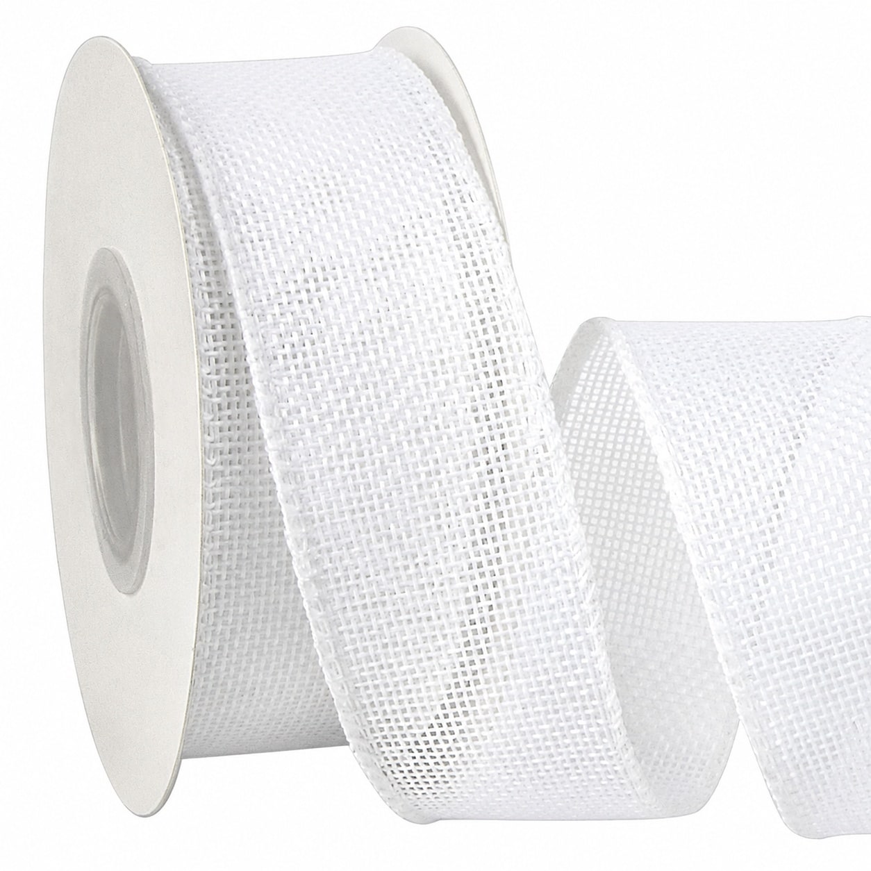Aoibox  1 5 in x 10 yd White Faux Jute Wired Edge Unlit Christmas Ribbon 1 Spool for Gift Wrap Bows and Craft Decor