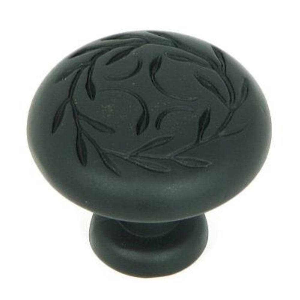 Stone Mill Hardware CP3041-MB Leaf Matte black Round Transitional Cabinet Knob