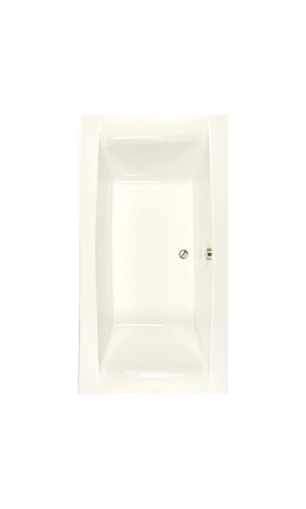 WaterTECH S7238 BISCUIT Designer 38-in x 72-in Biscuit Acrylic Drop-In Soaking Bathtub (Reversible Drain)