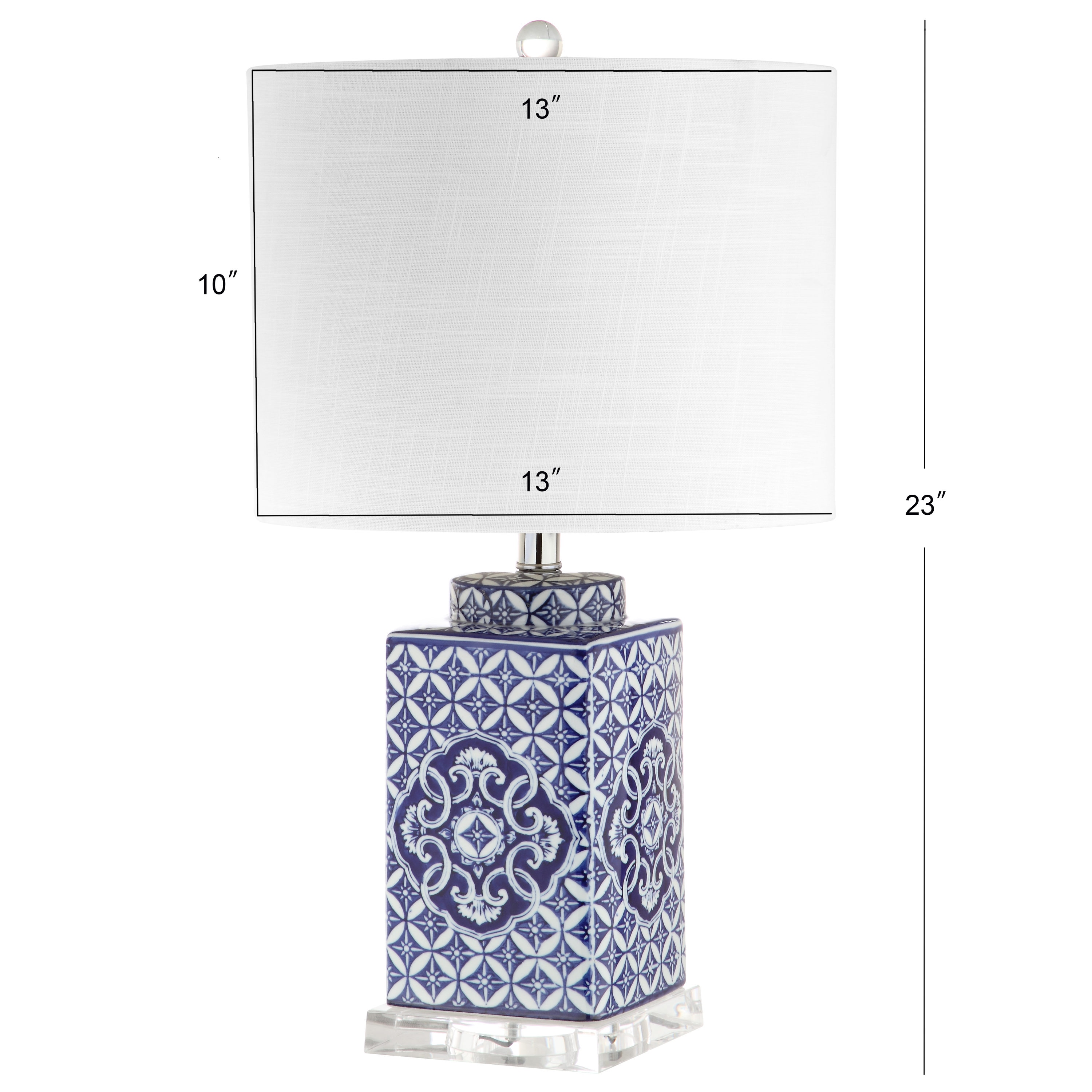 Chinoiserie Blue and White Ceramic 23" Table Lamp with Linen Shade