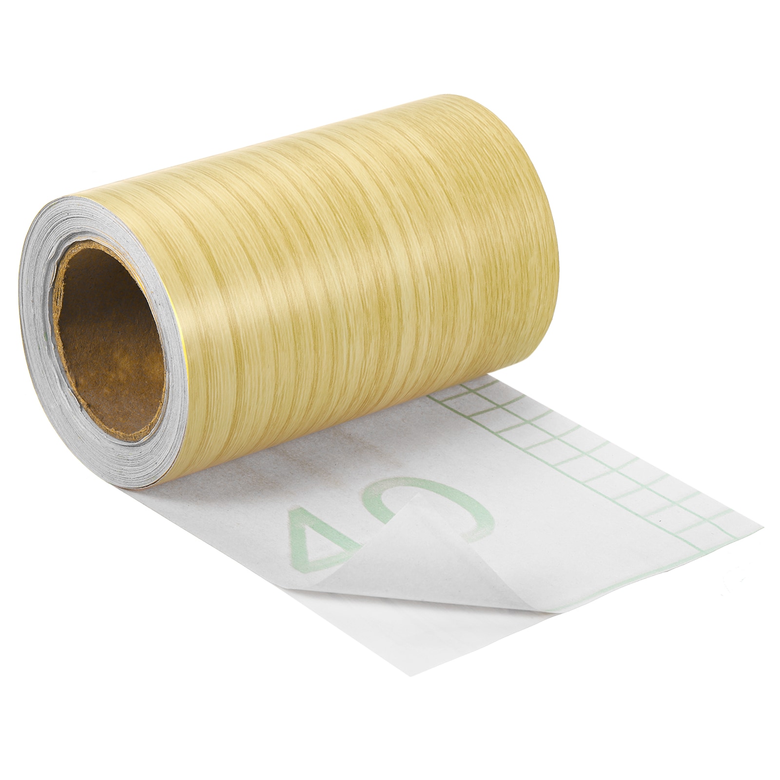 Unique Bargains Wood Grain Tape 4 Inch x 33 Ft Self Adhesive Wood Grain Repair Patch for Baseboards Doors Floor Repair Furniture Home Decor Yellow Fir