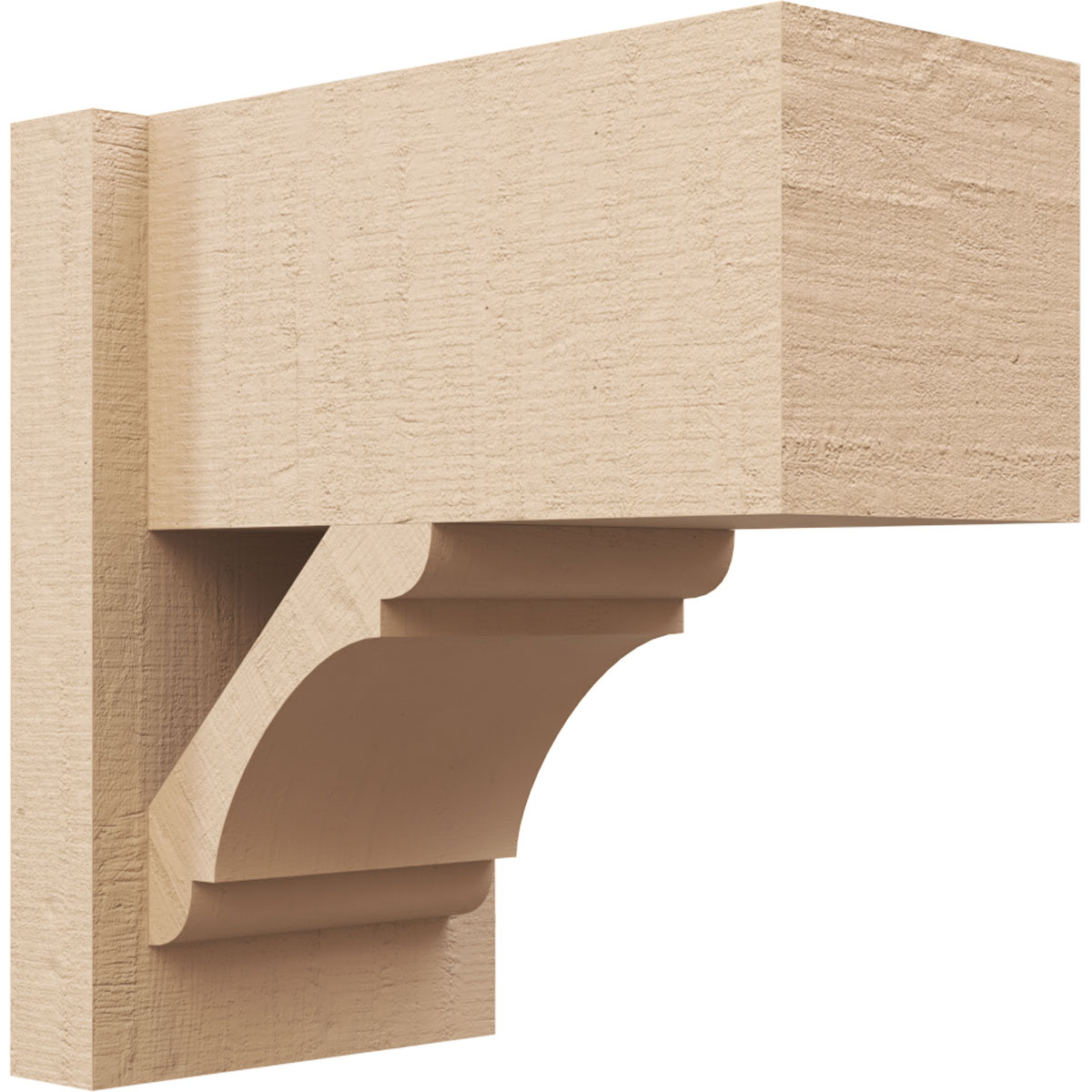 Ekena Millwork 2136234 Timberthane Rough Cedar Faux Wood Olympic Block Outlooker 8-in W x 14-in D x 14-in H Primed Tan