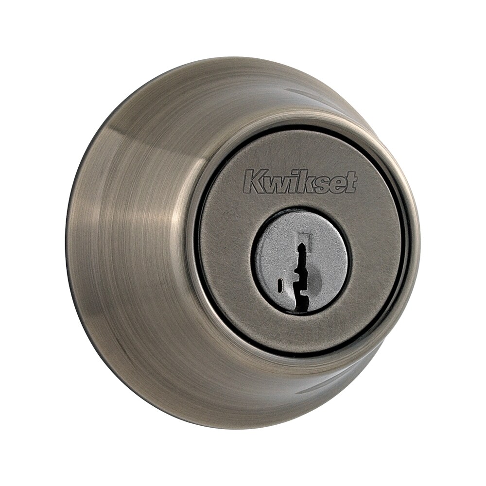 Kwikset 660 Antique Nickel with SmartKey Single Cylinder Deadbolt at ...