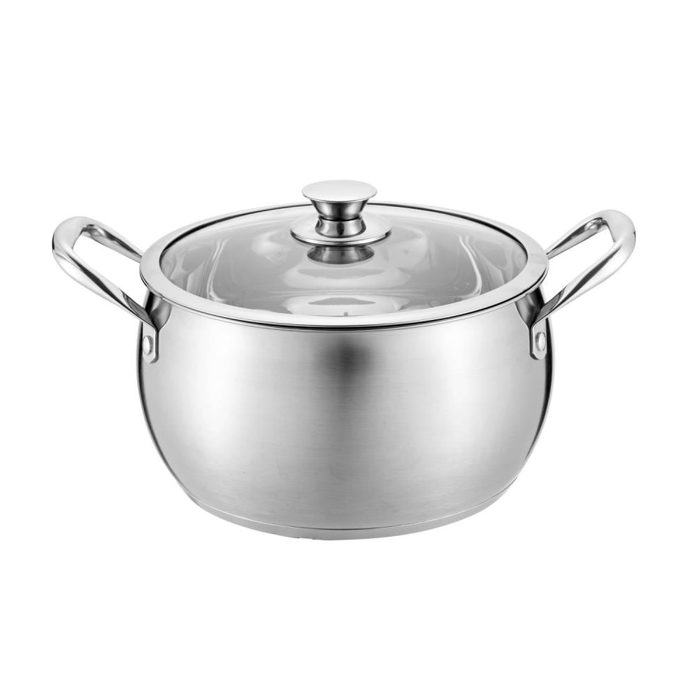 Hamilton Beach 7-Quart Stainless Steel Dutch Oven with Glass Lid at