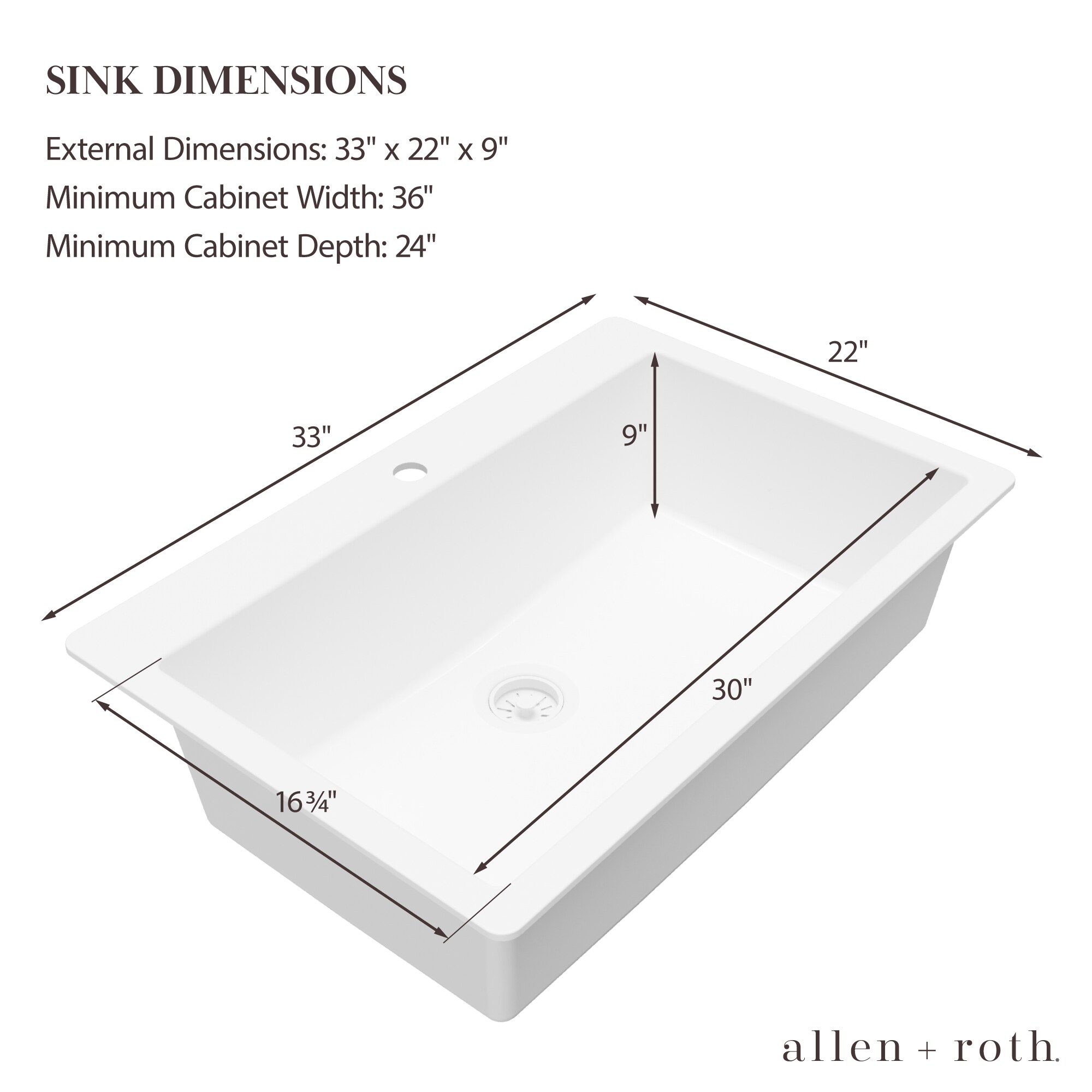 allen + roth Drop-in or undermount 33-in x 22-in Quartz Single bowl Kitchen Sink
