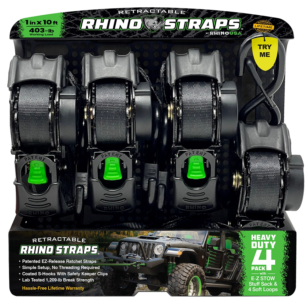 Rhino USA TD-RSRE1X10-GRN 1x10 GRN Ratch Strap pack of 4