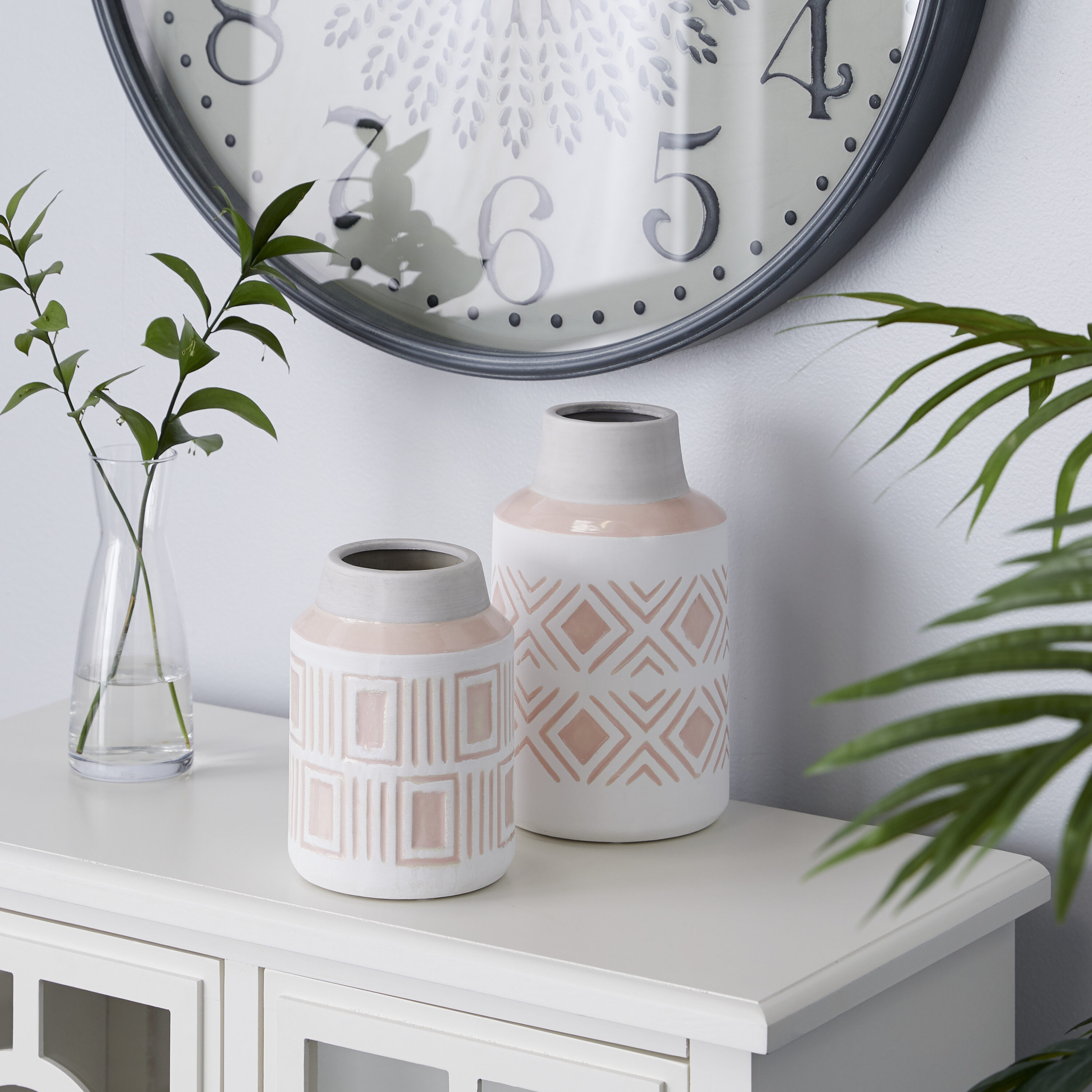 Grayson Lane 32749 2-Pack White Stone Farmhouse Vase