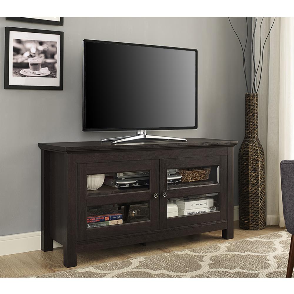 Walker Edison Transitional Espresso Tv Stand (Accommodates TVs up to 50 ...