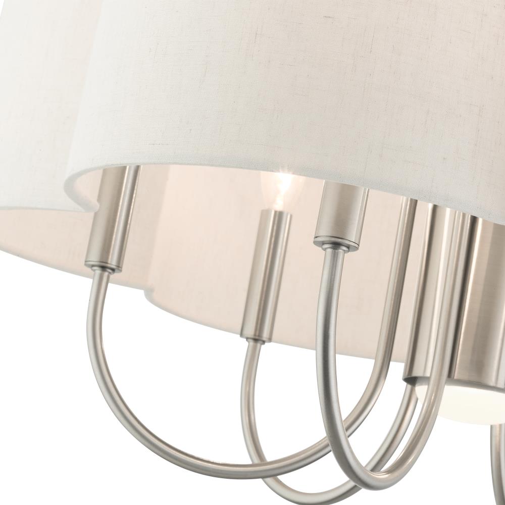 Brushed Nickel 24" Drum Chandelier with Oatmeal Shade