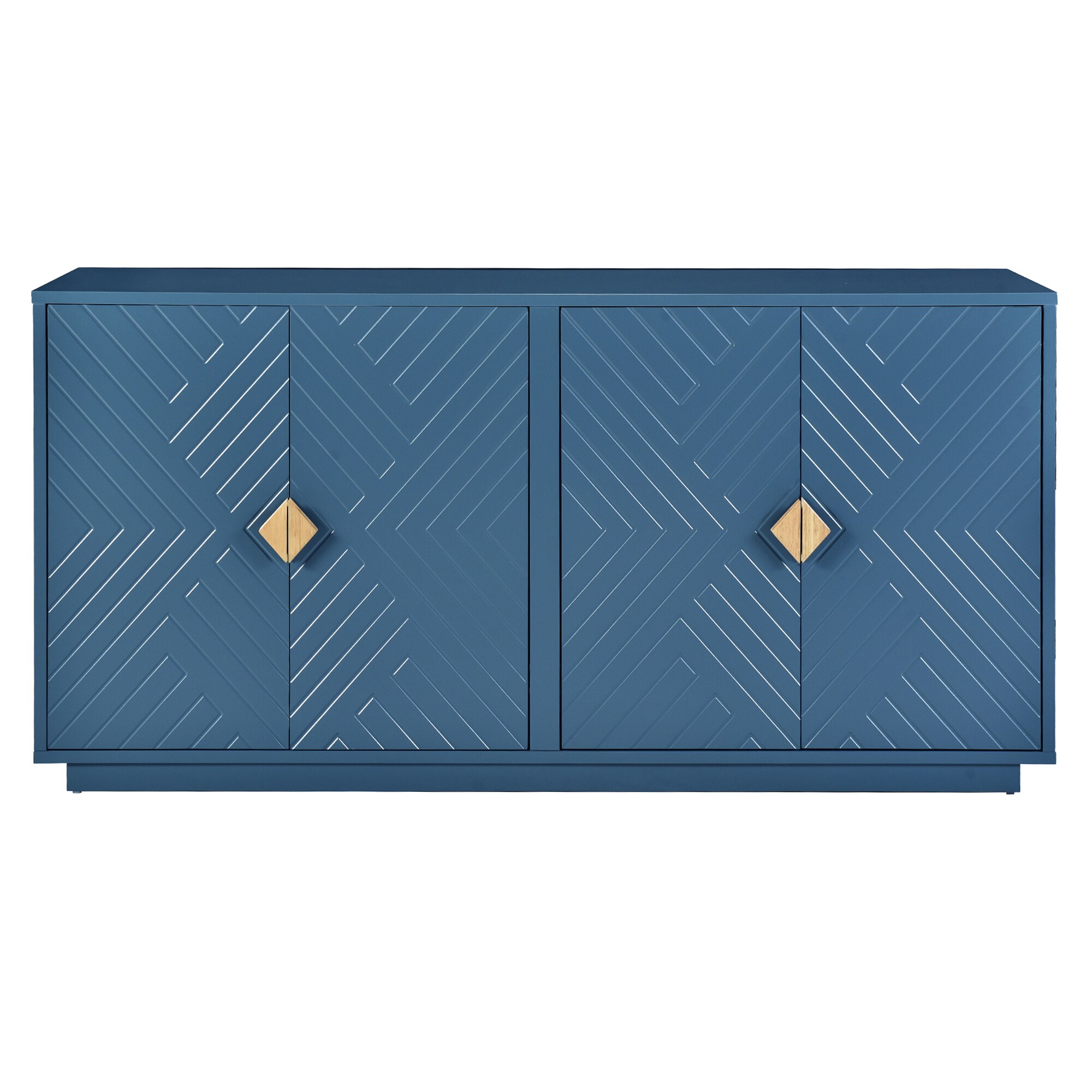 JIMSMAISON This sideboard buffet cabinet features a navy cabinet body with gold metal legs, compact look is very suitable for small space