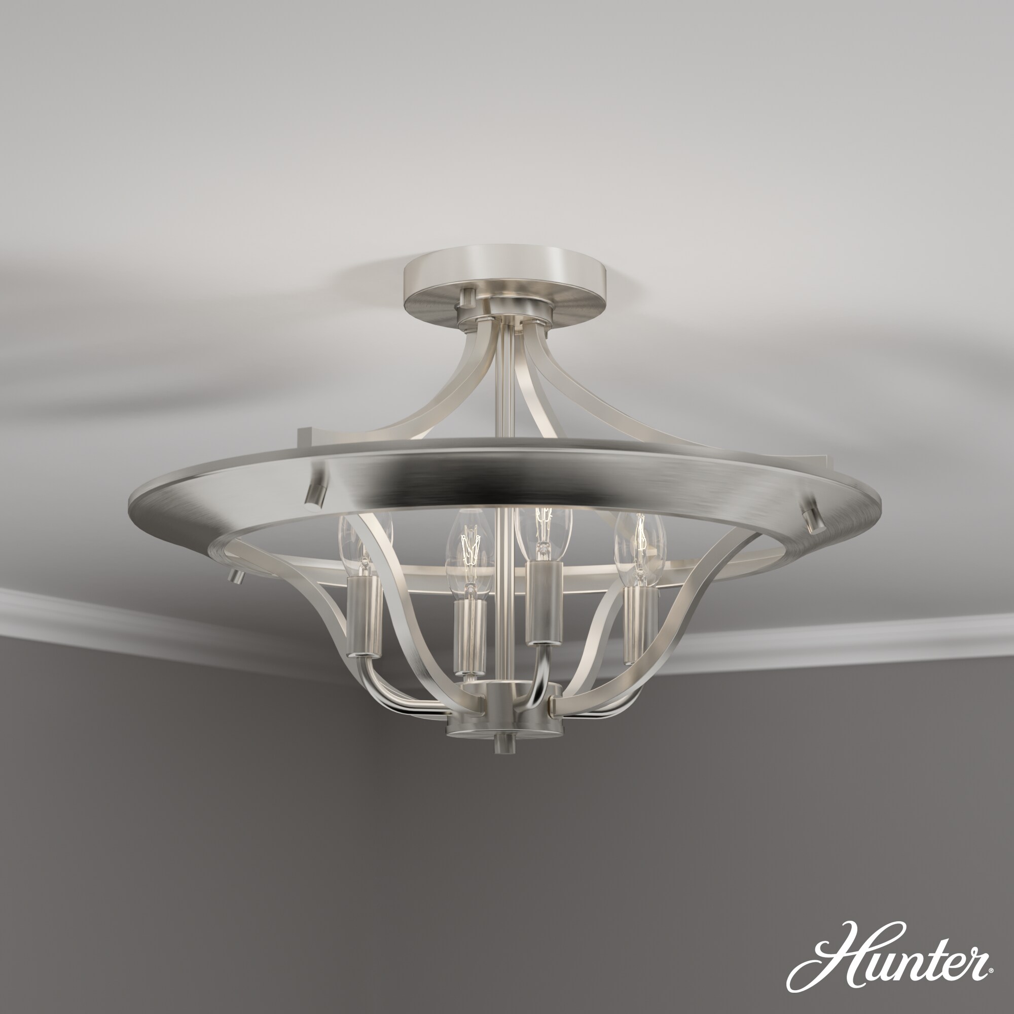 Perch Point Brushed Nickel 4-Light LED Semi-Flush Mount