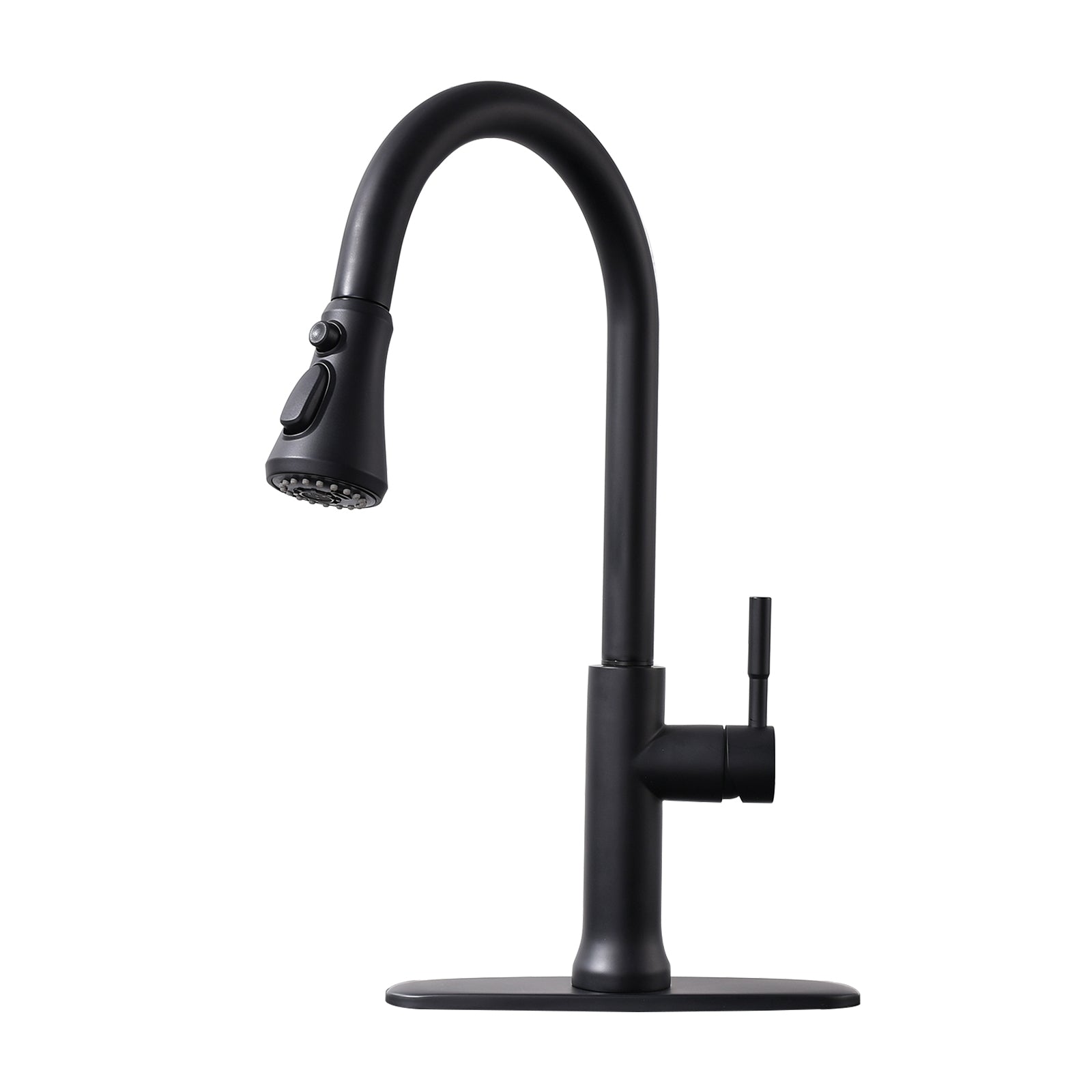 Boyel Living BMCP2179B Matte Black Single Handle Sensor Activation Pull Out Sprayer Kitchen Faucet with Deck Plate Included