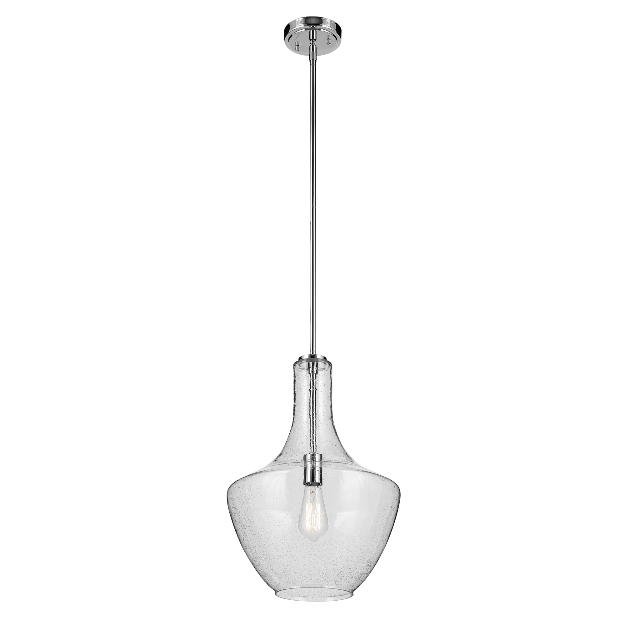 Kichler 42046CHCS Everly 1 -Light Chrome Modern/contemporary Seeded glass Teardrop Medium Hanging Pendant light