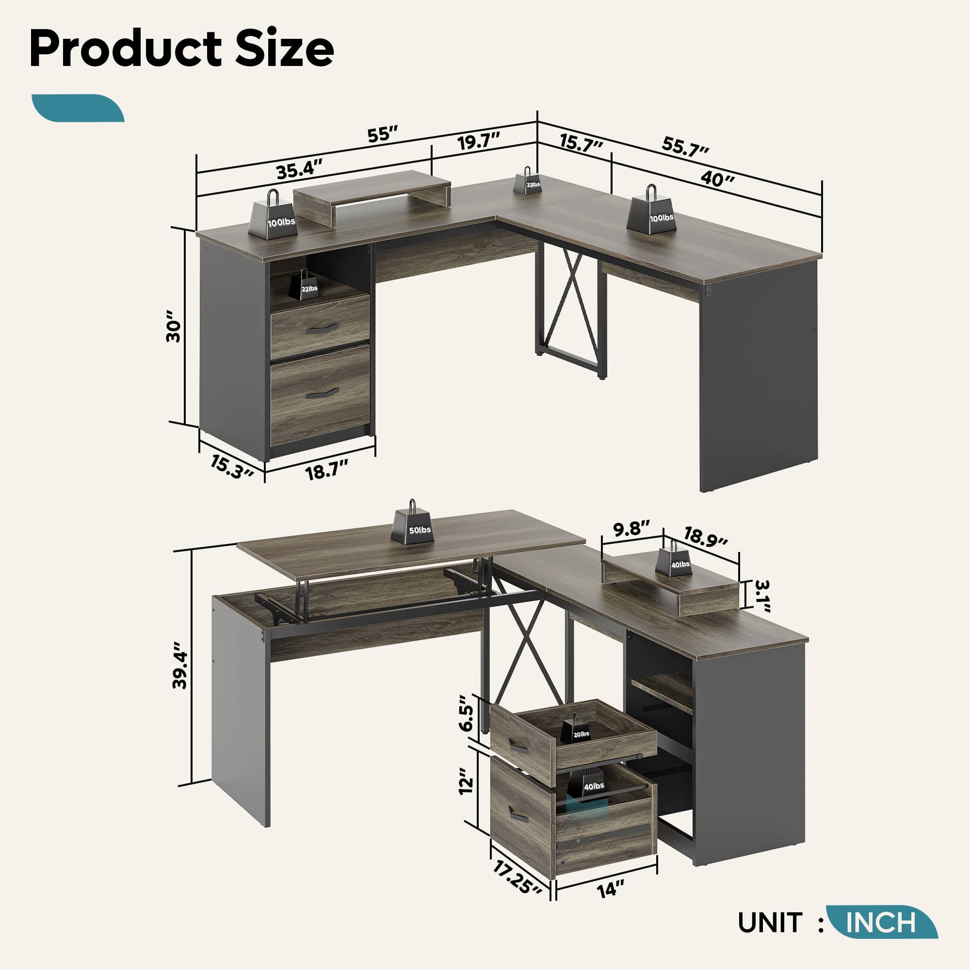 Bestier LOW-H100914E-RGOD desks - View #3