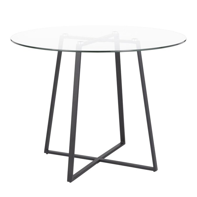 Lumisource Cosmo Black Metal Glass, Round Glass Dining Table With Black Metal Base