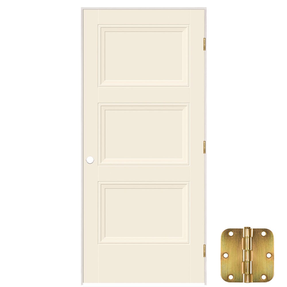 Masonite 641345 36-in x 80-in Moonglow Solid core 3-panel equal Left hand Smooth Prefinished Molded composite Flat Jamb Single Prehung Interior Door