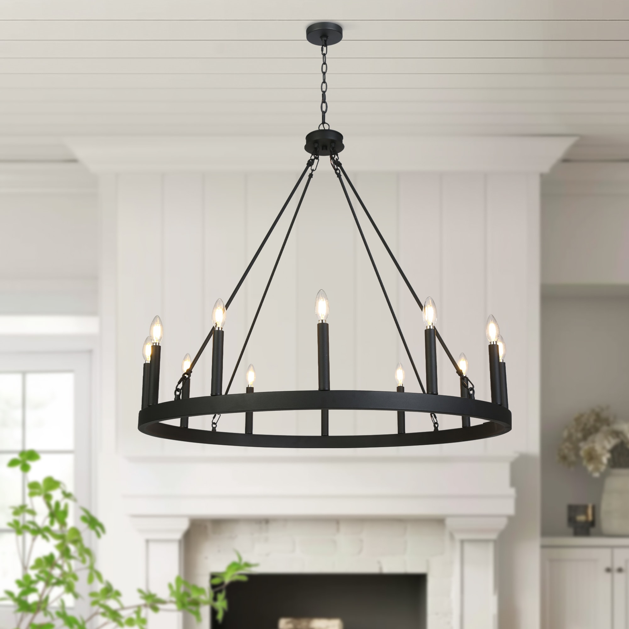 LNC Dolohovstrout 39.4 inches 12 -Light Matte Black Bare bulb Metal Chandelier