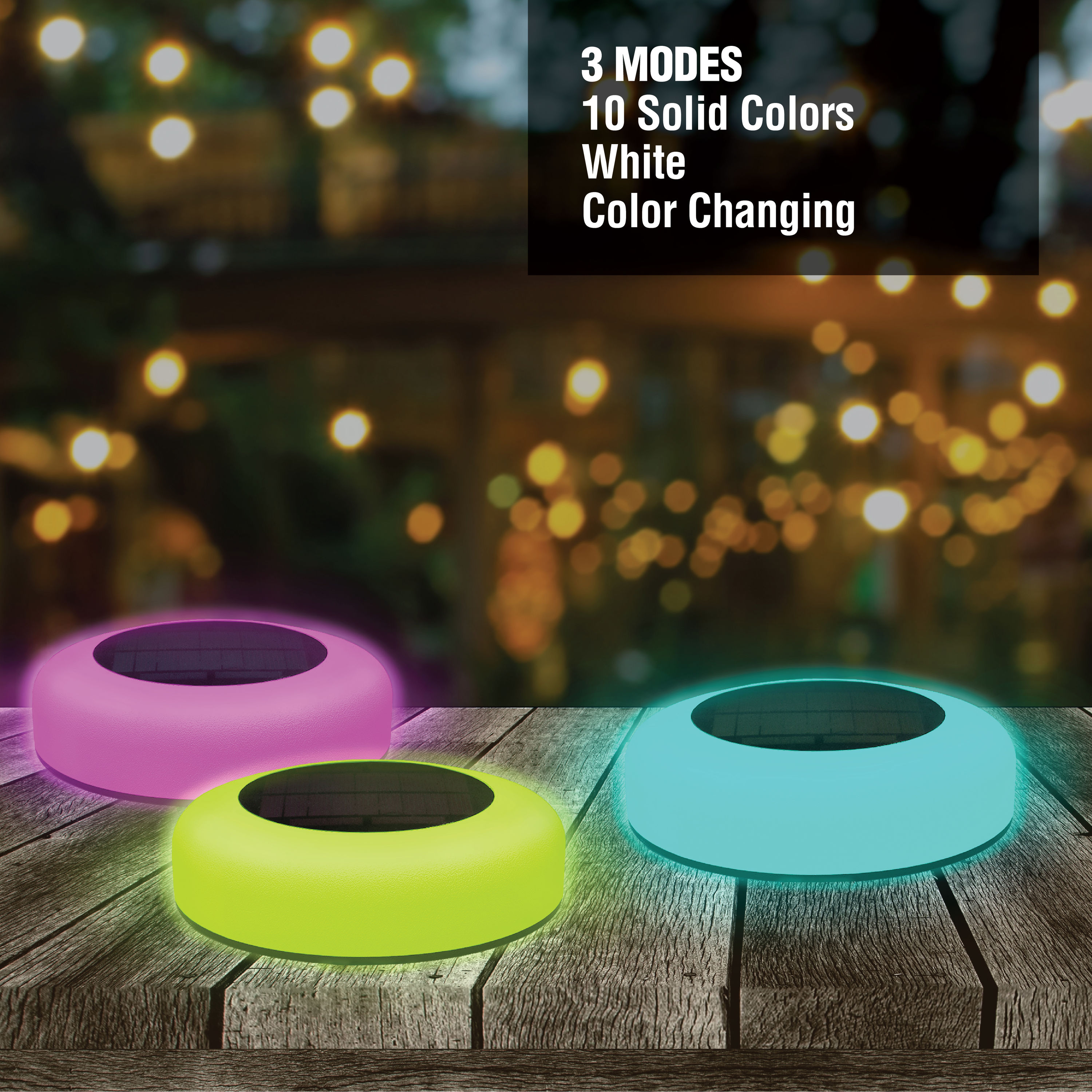 Bell + Howell Color Changing LED Solar Pathway Disk Lights, 4 Pack