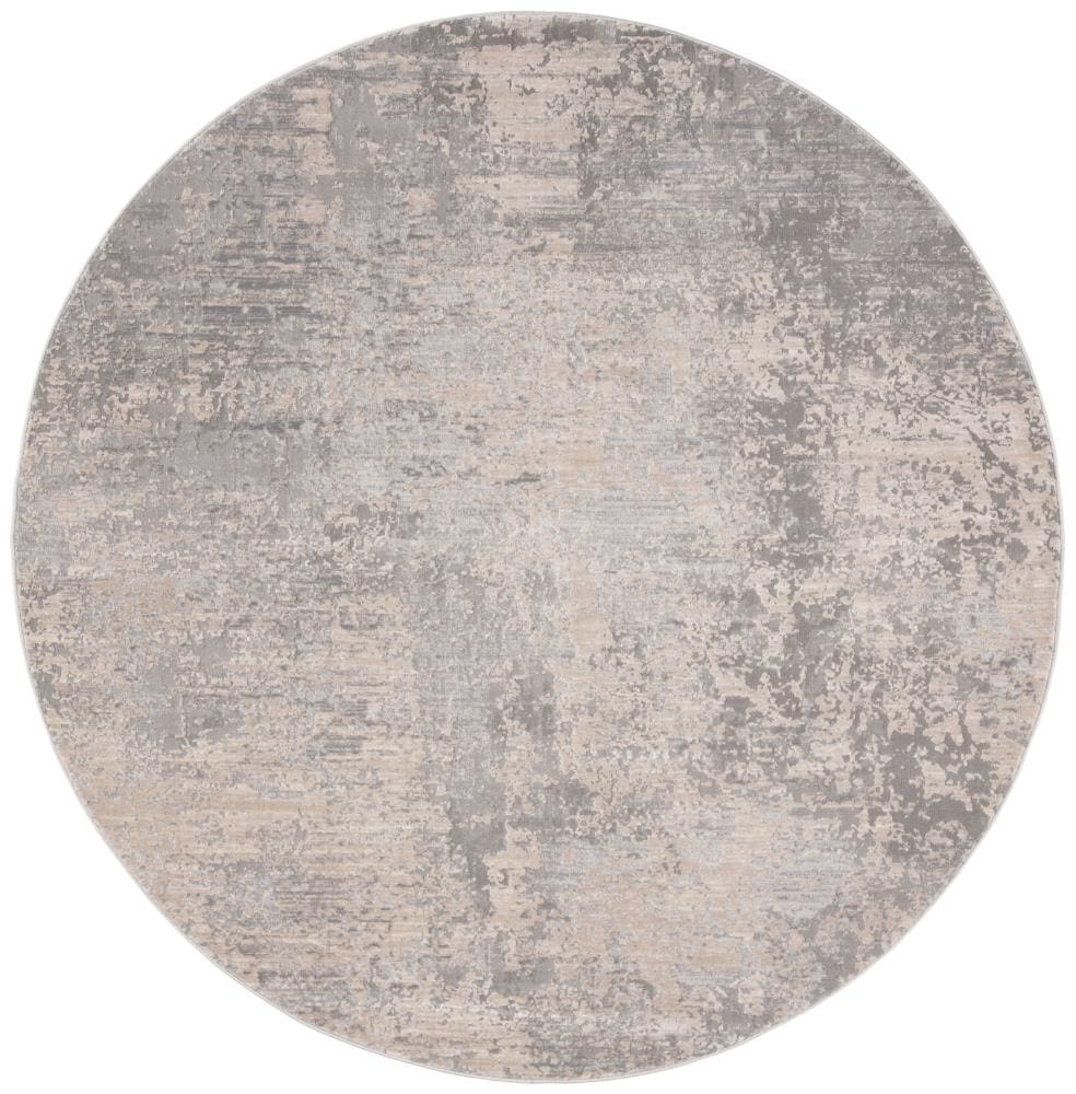 Safavieh INV434F-7R Invista Koku 7 x 7 (ft) Loomed Synthetic Gray/Cream Round Indoor Abstract Industrial Area rug