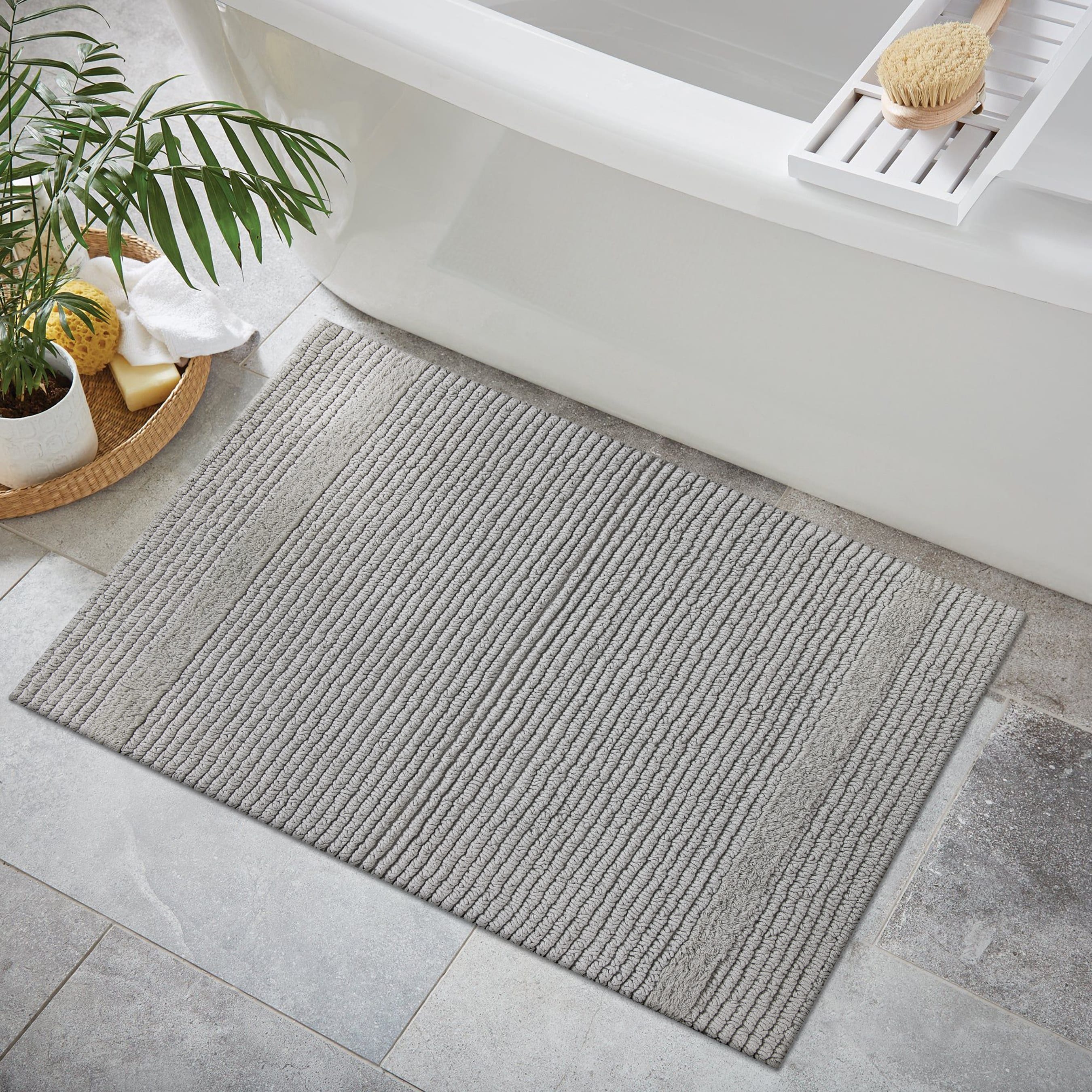 allen + roth 30406 20-in x 32-in Grey Silver Cotton Bath rug