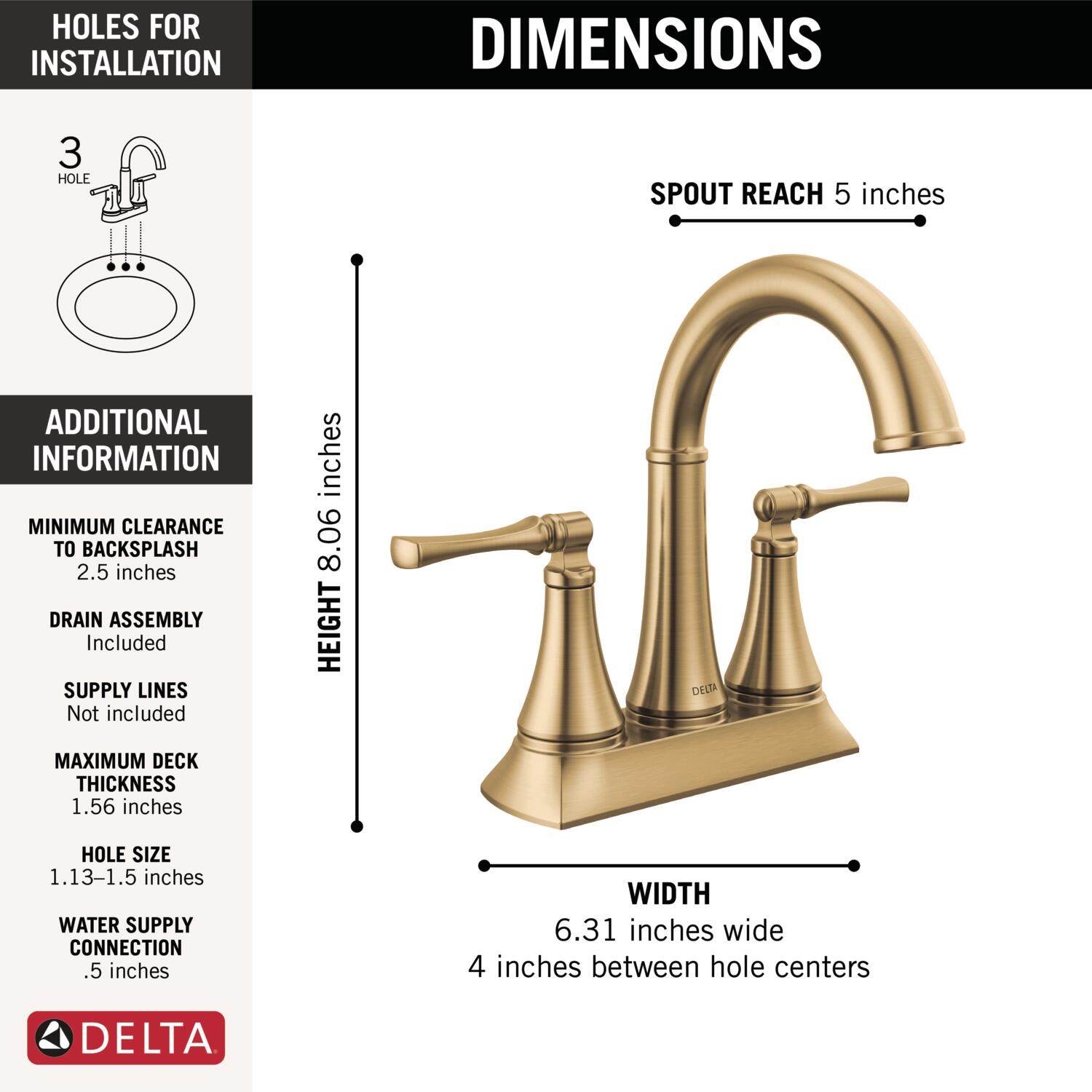 Delta Trinsic Champagne Bronze 4-in centerset 2-handle WaterSense