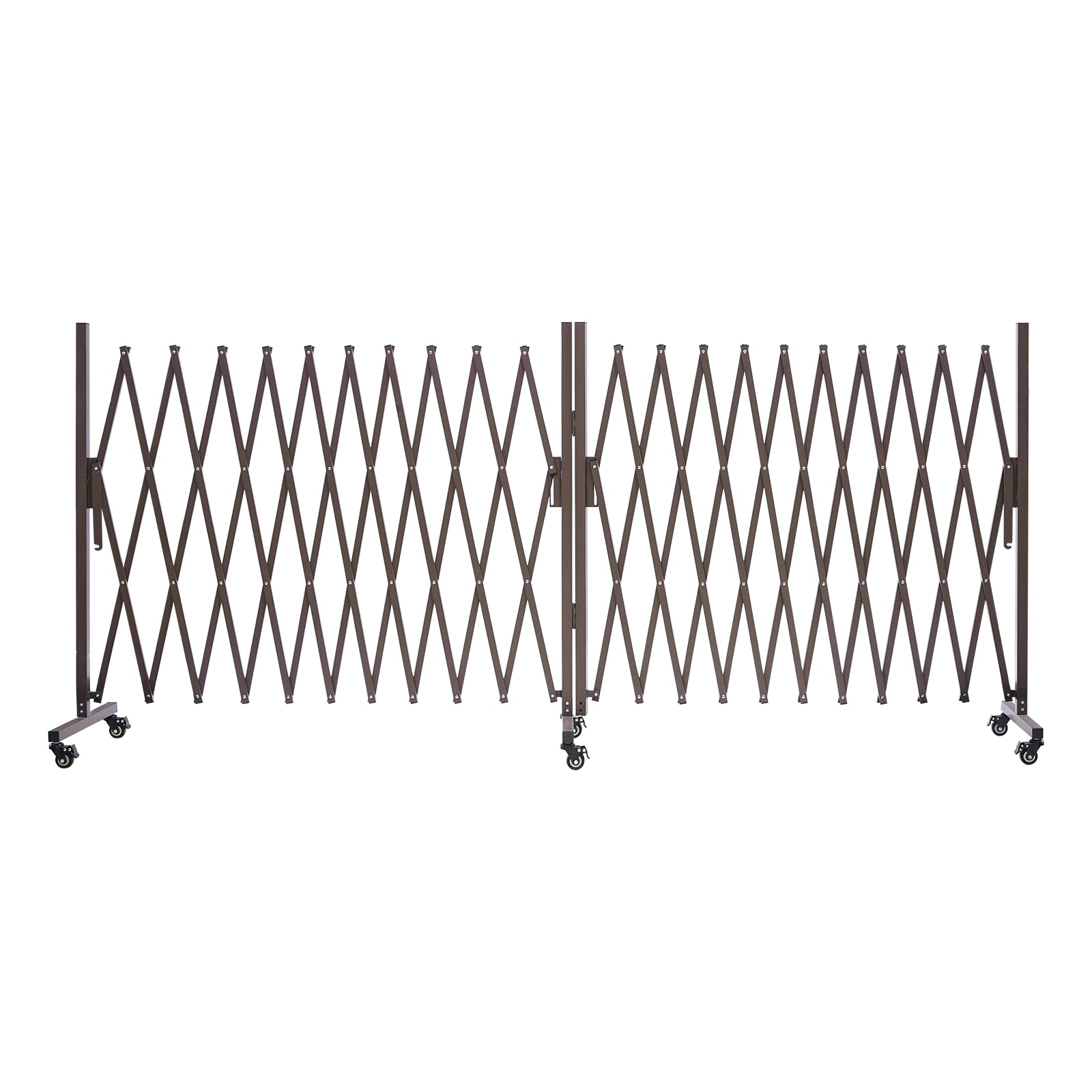 GIVIMO - 27-ft Double Expandable Mobile Barricade in Brown with 0 to 180-Degree Rotating Center H...