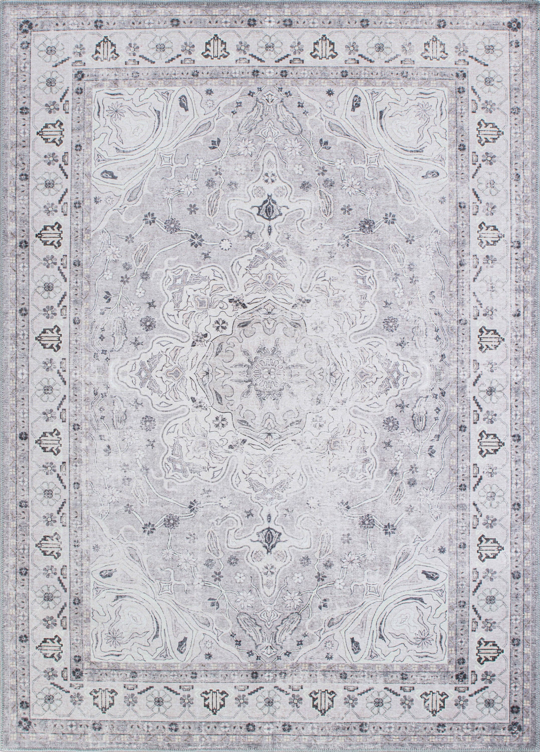 World Rug Gallery 5061GRAY8X10 Somerville 8 x 10 (ft) Loomed Polyester Gray Rectangular Indoor Medallion Bohemian/Eclectic Machine washable Area rug