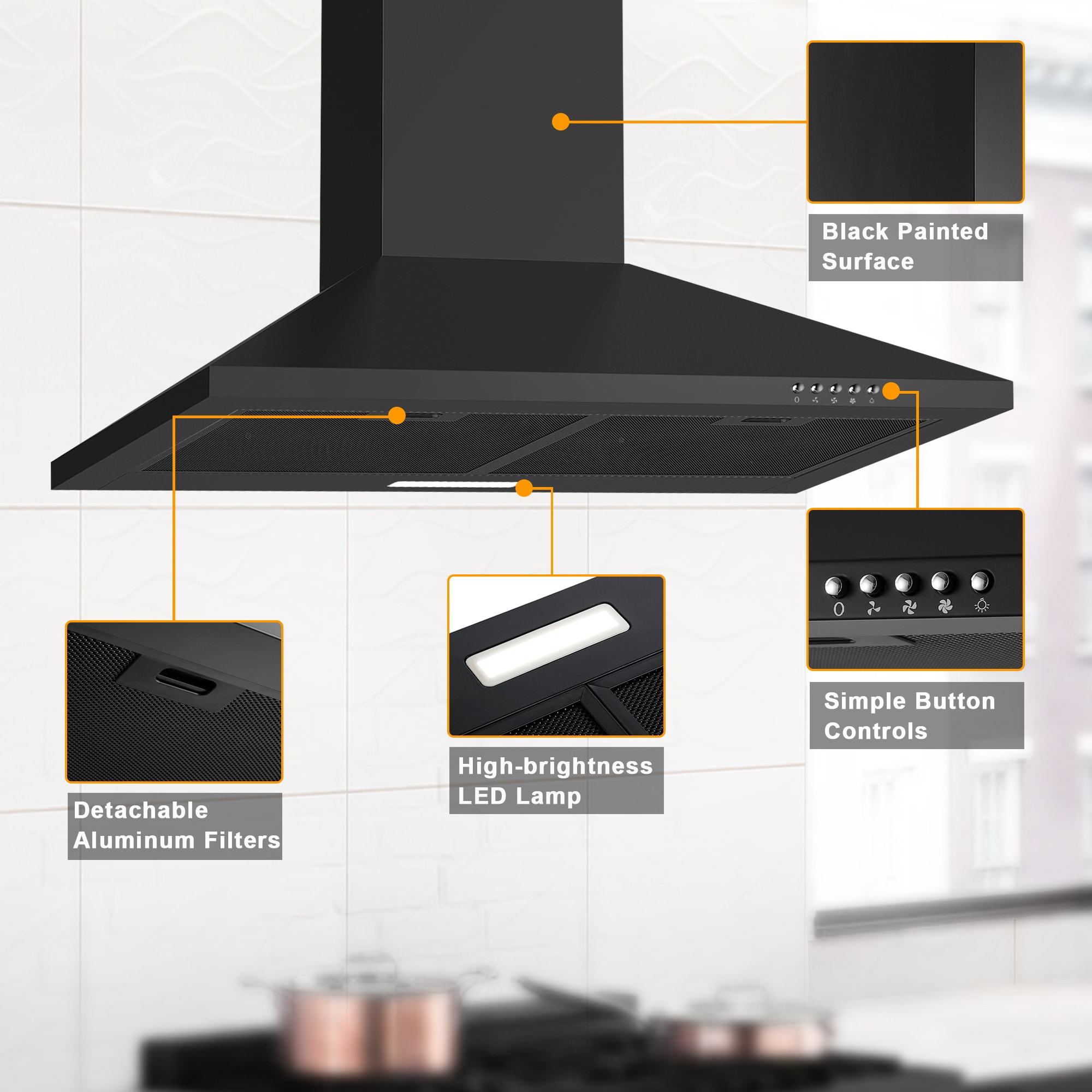 Tatayosi T-30450BK-G Wall-Mounted-Range-Hoods - View #8