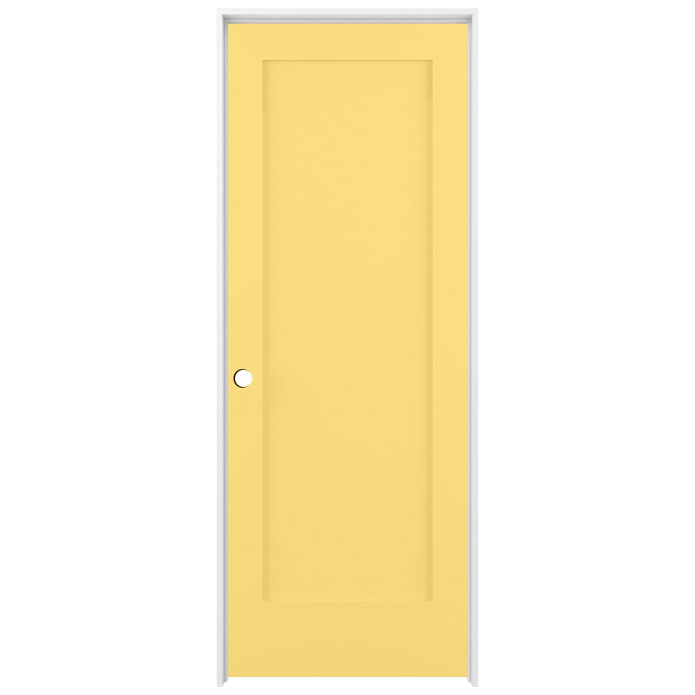 RELIABILT LO1368927 30-in x 80-in Marigold Solid core 1-panel square Right hand Smooth Prefinished Pine Wood Flat Jamb Single Prehung Interior Door