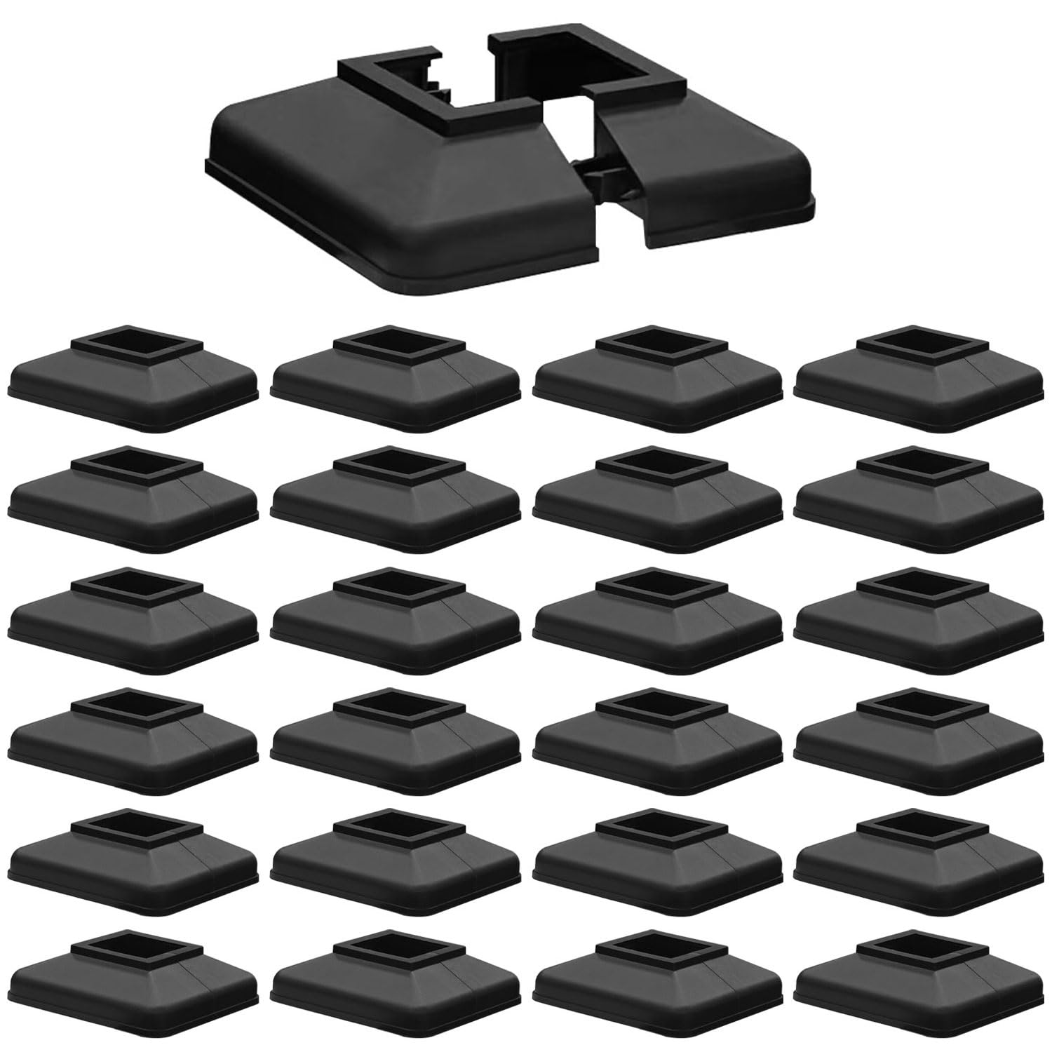 Phyfalip  Plastic Lower Post Base Cover Decorative Square Railing Base Trim Durable Fence Post Flange Skirt for Patio Porch Stair and Railing